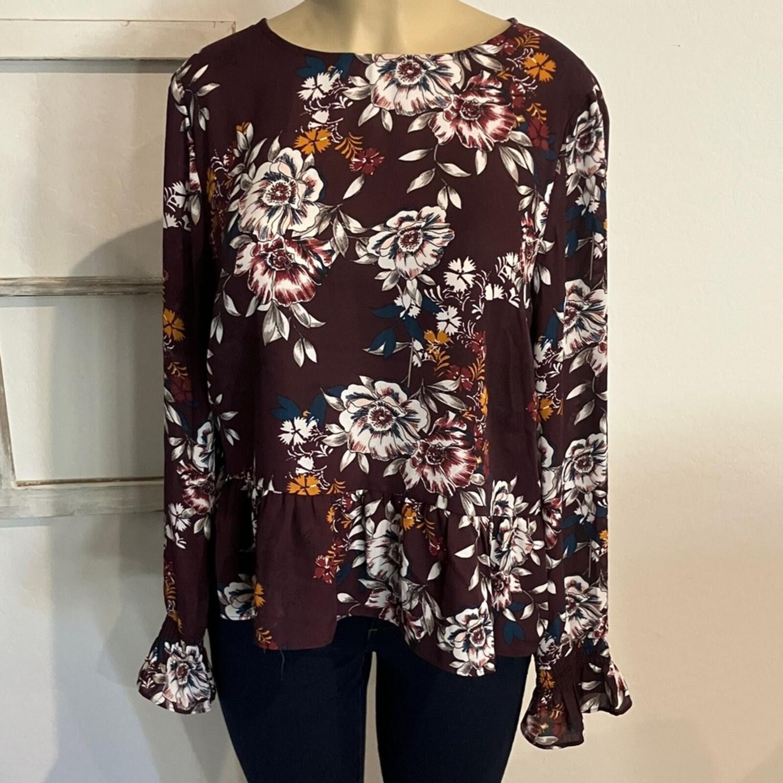 Other BCX Floral Long Sleeve Peplum Top XL Size XL / US 12-14 / IT 48-50 - 1 Thumbnail