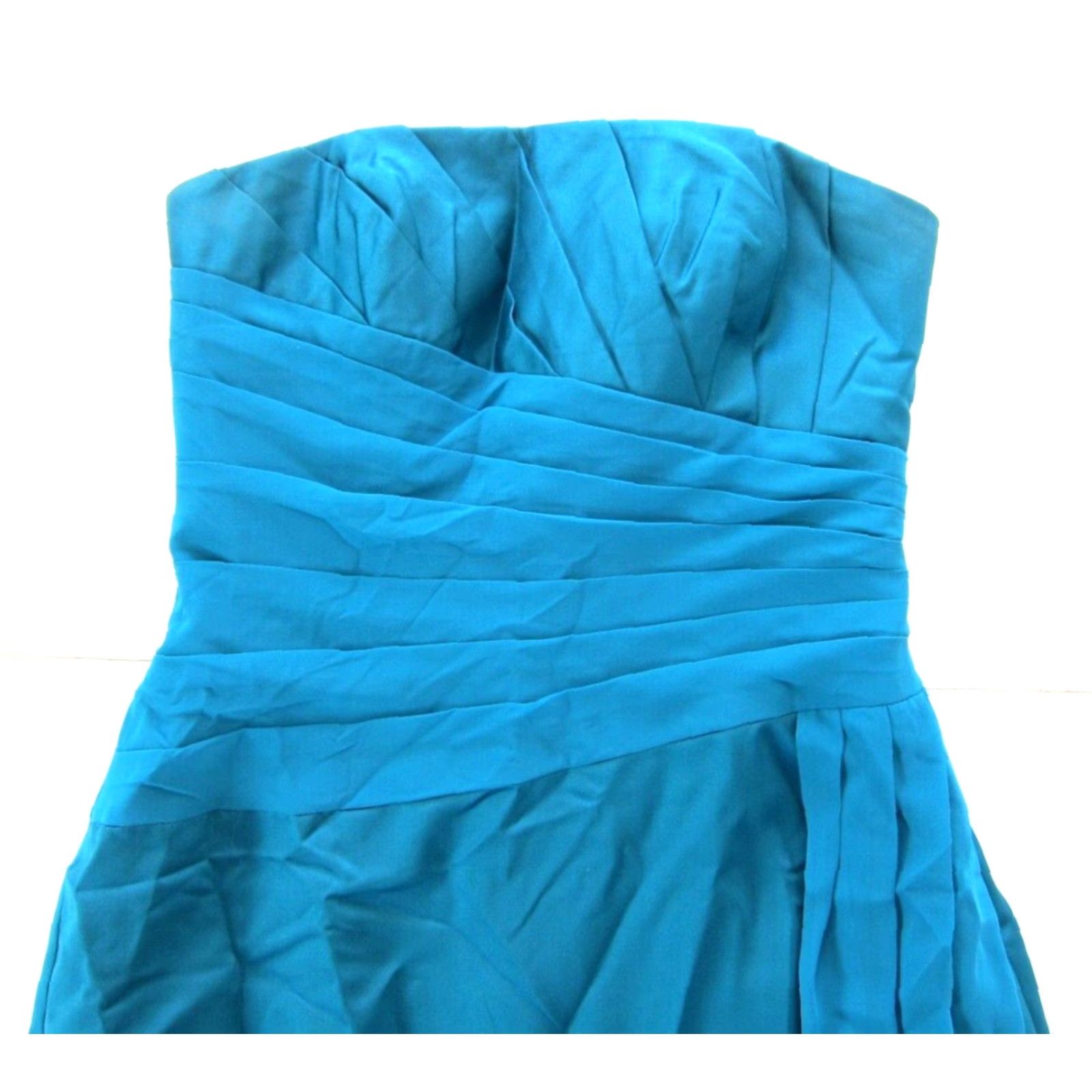 Vintage David's Bridal Turquoise Strapless Ruched Long Maxi Wedding Dress 4 Women Pink? Size S / US 4 / IT 40 - 3 Thumbnail