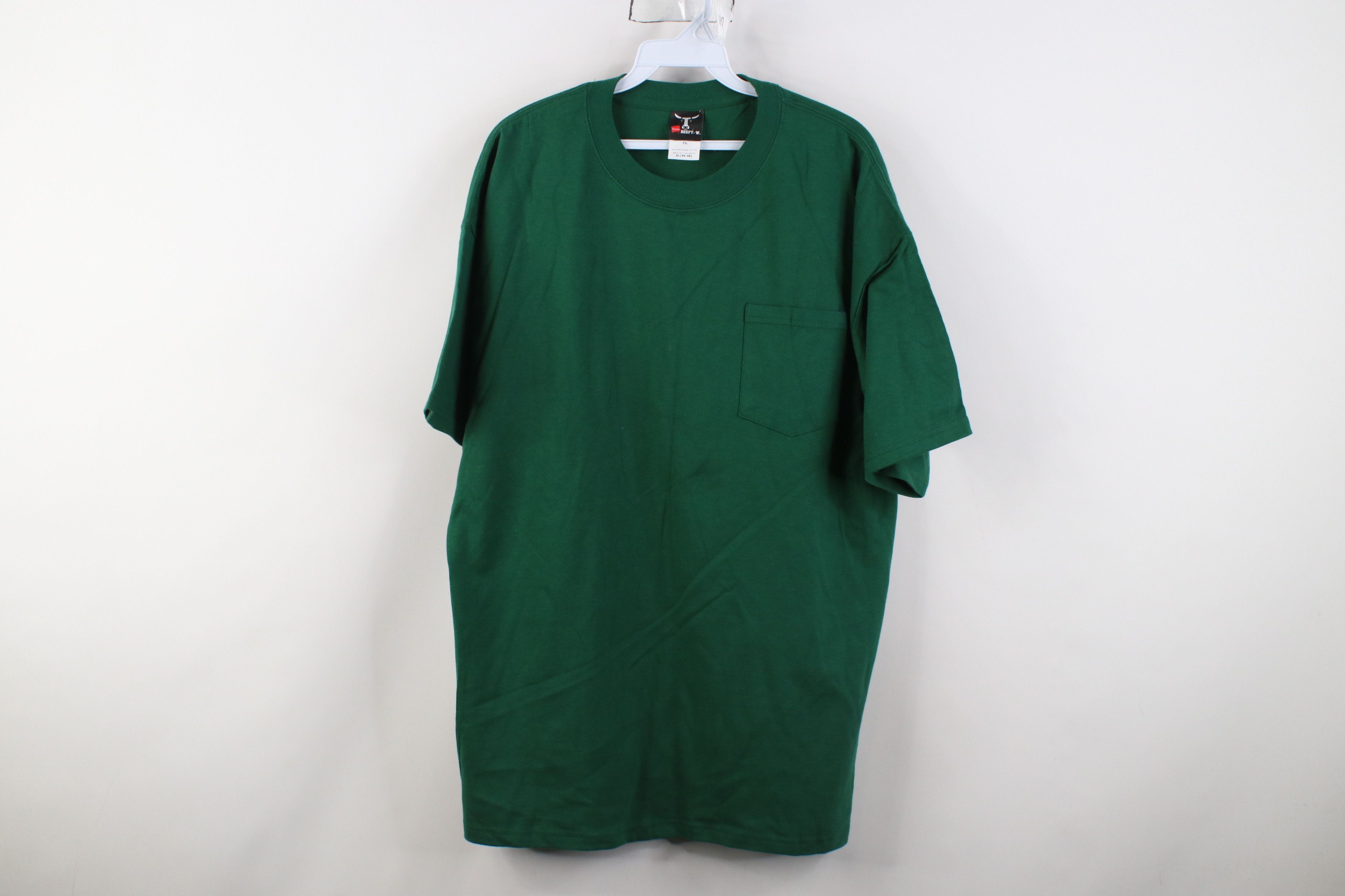 Hanes Deadstock Vintage Y2K Hanes Beefy Pocket T-Shirt Green Size US XL / EU 56 / 4 - 1 Thumbnail