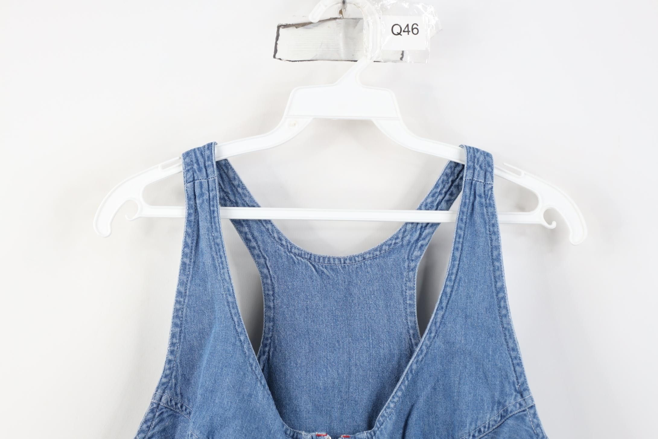 Vintage Vintage 90s Y2K Babydoll Front Zip Denim Jean Bra Shirt Blue Size L / US 10 / IT 46 - 2 Thumbnail