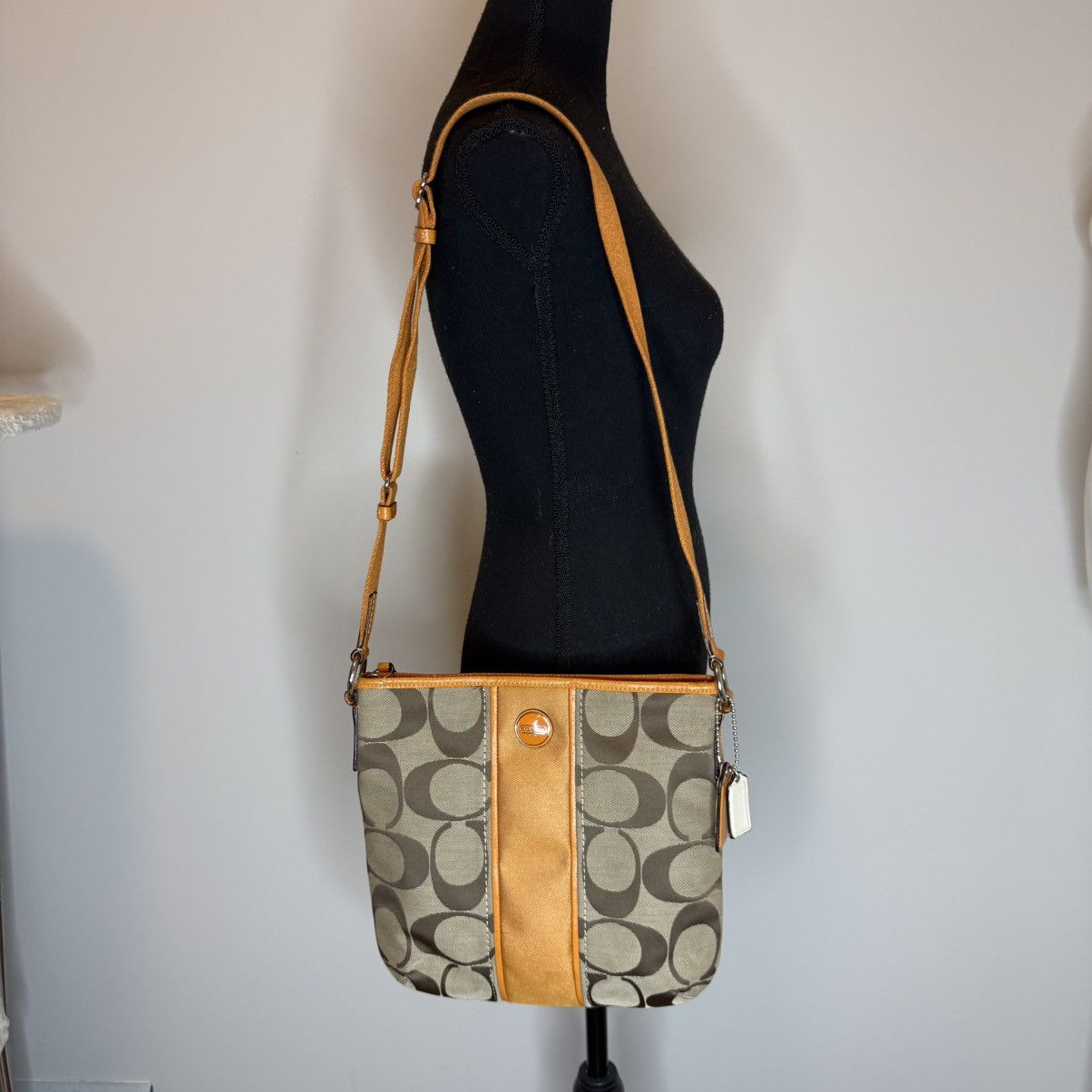 Coach Coach Khaki Signature Crossbody with Orange Trim Size ONE SIZE - 10 Thumbnail