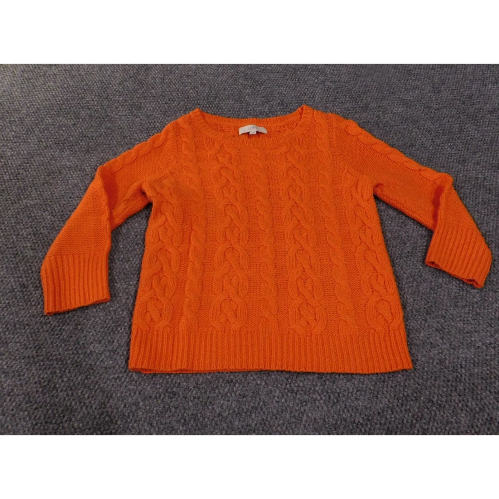 Loft LOFT Sweater Womens M Cable Orange Pullover Wool Rayon Crew Neck Long Sleeve Knit Regular Modern Designer Casual Girls Womens (adjusted) Size M / US 6-8 / IT 42-44 - 2 Thumbnail