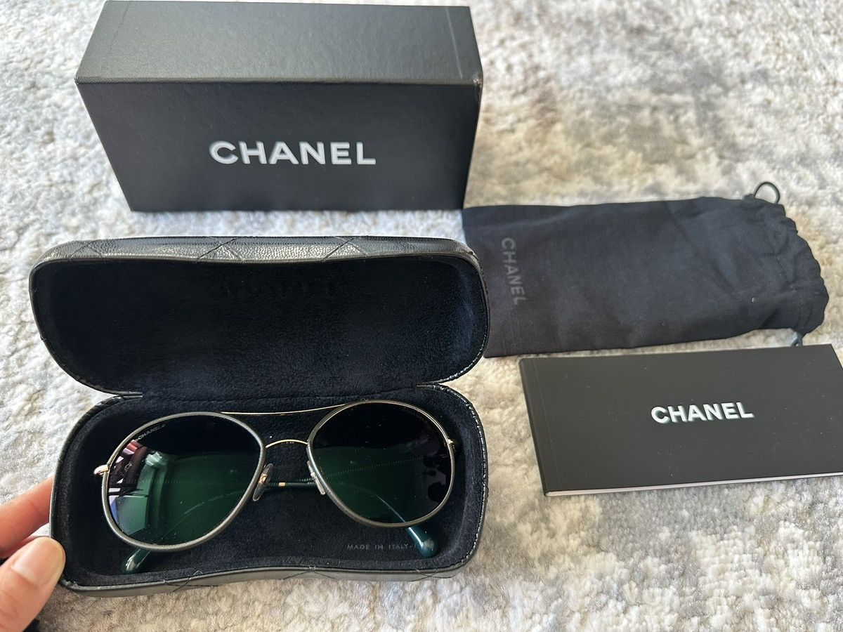 Chanel CHANEL Round Pilot Sunglasses 4228-Q Dark Green Size ONE SIZE - 19 Thumbnail