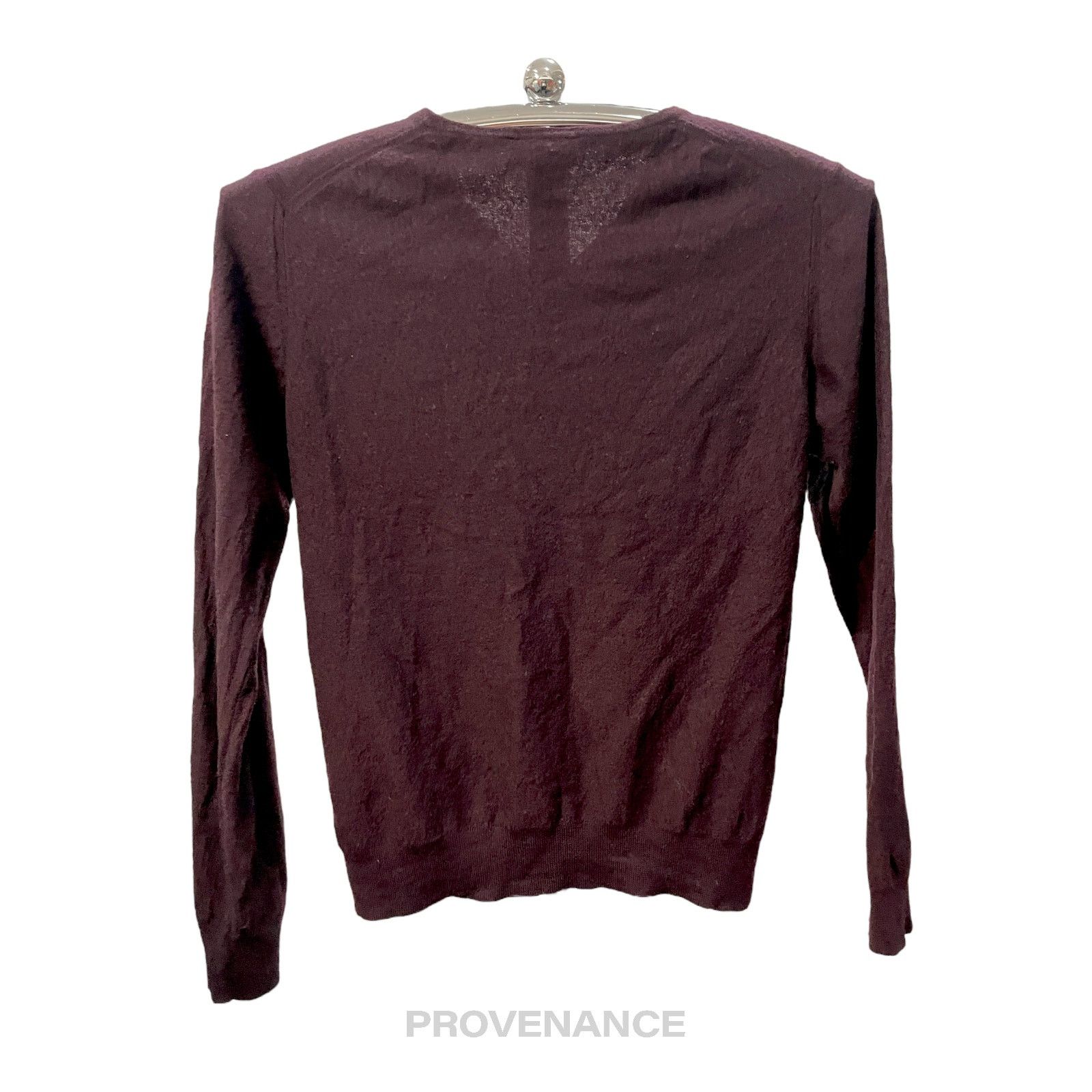 Lanvin 🔴 Lanvin Merino V-Neck Sweater - Maroon Size S / US 4 / IT 40 - 2 Thumbnail