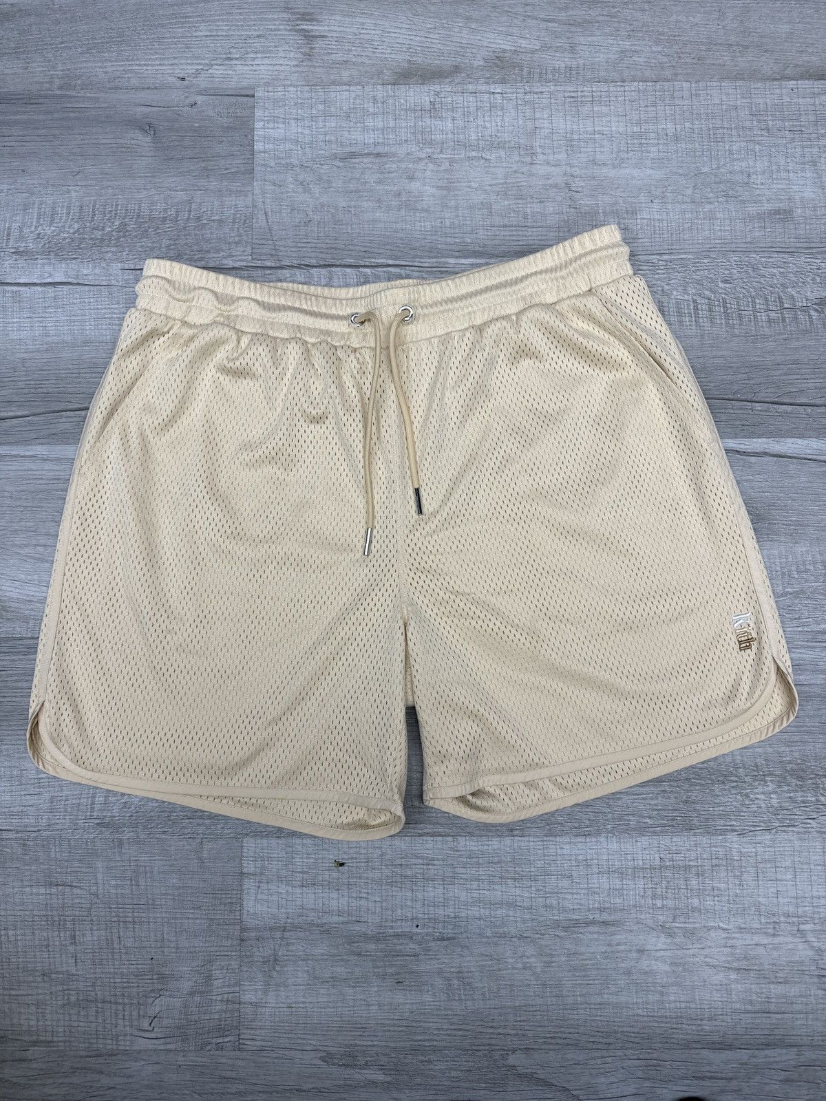 image of Kith Mesh Logo Short in Yellow, Men's (Size 38)