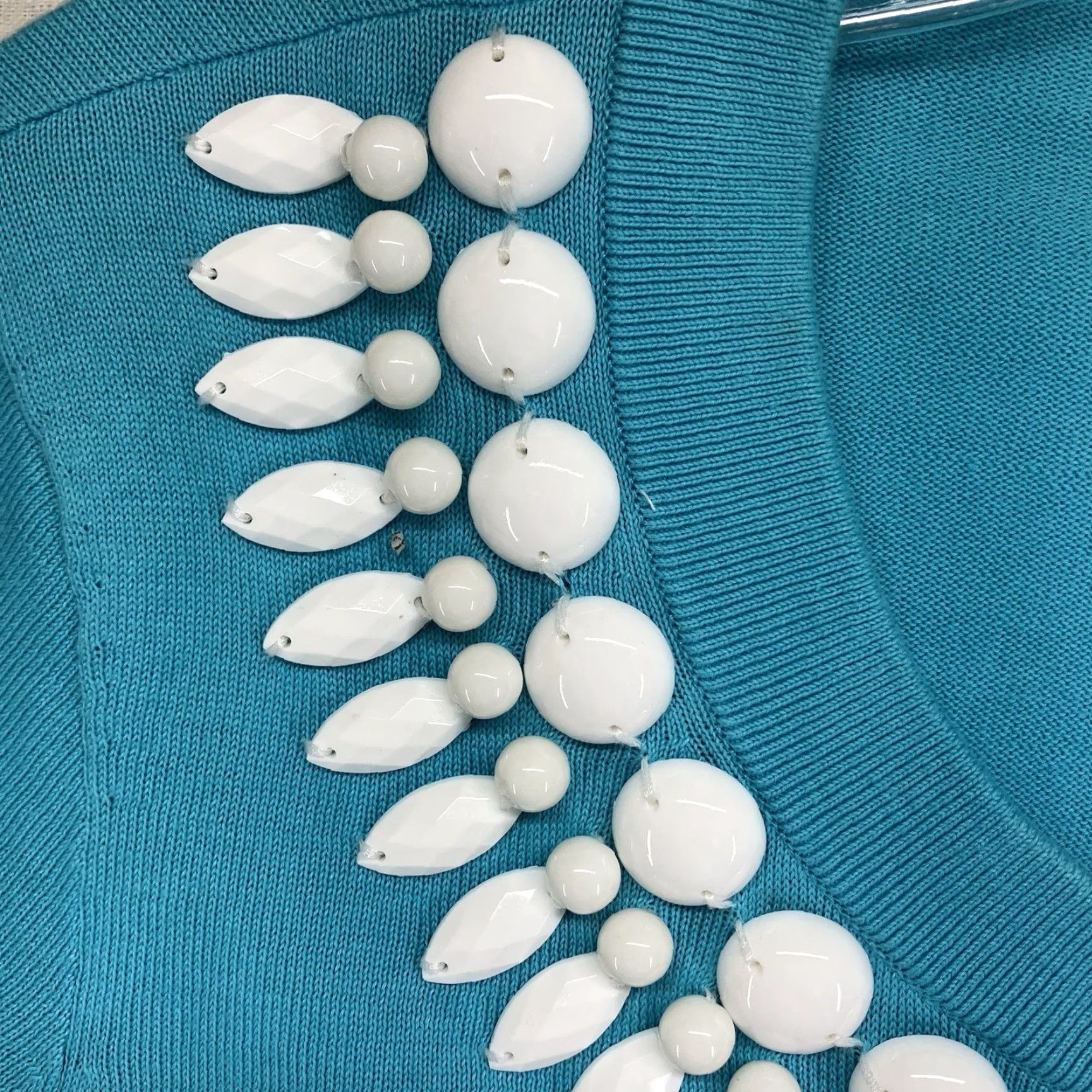 Vintage VINTAGE Kate Spade Women's Top Cotton Long Sleeve Beaded Button Up Small Hole Casual Blue 90s Size S / US 4 / IT 40 - 5 Thumbnail