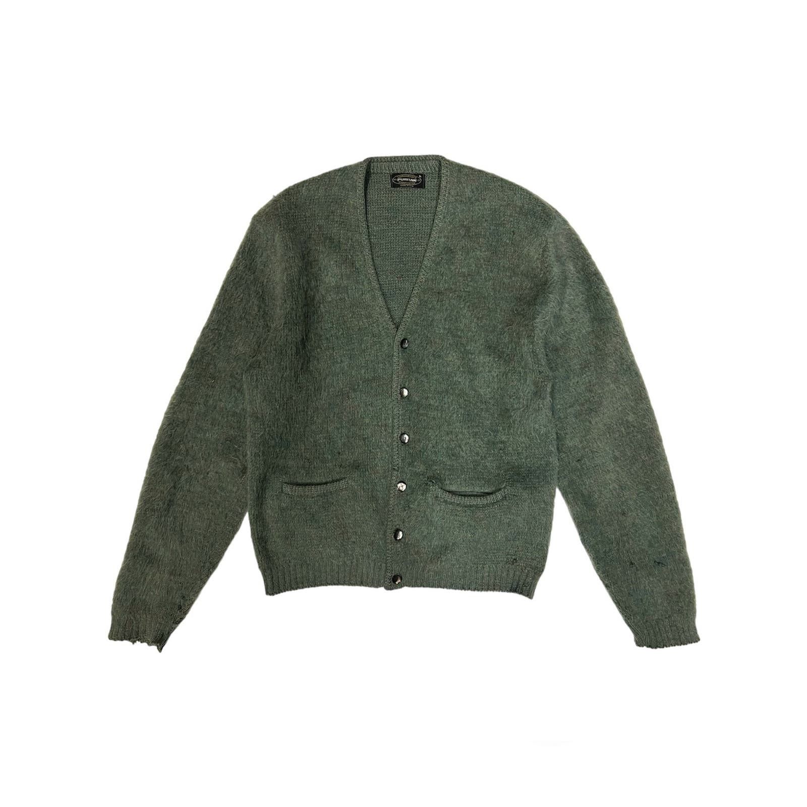 image of Vintage Puritan Citation Club Mohair Shaggy Cardigan in Green, Men's (Size XL)