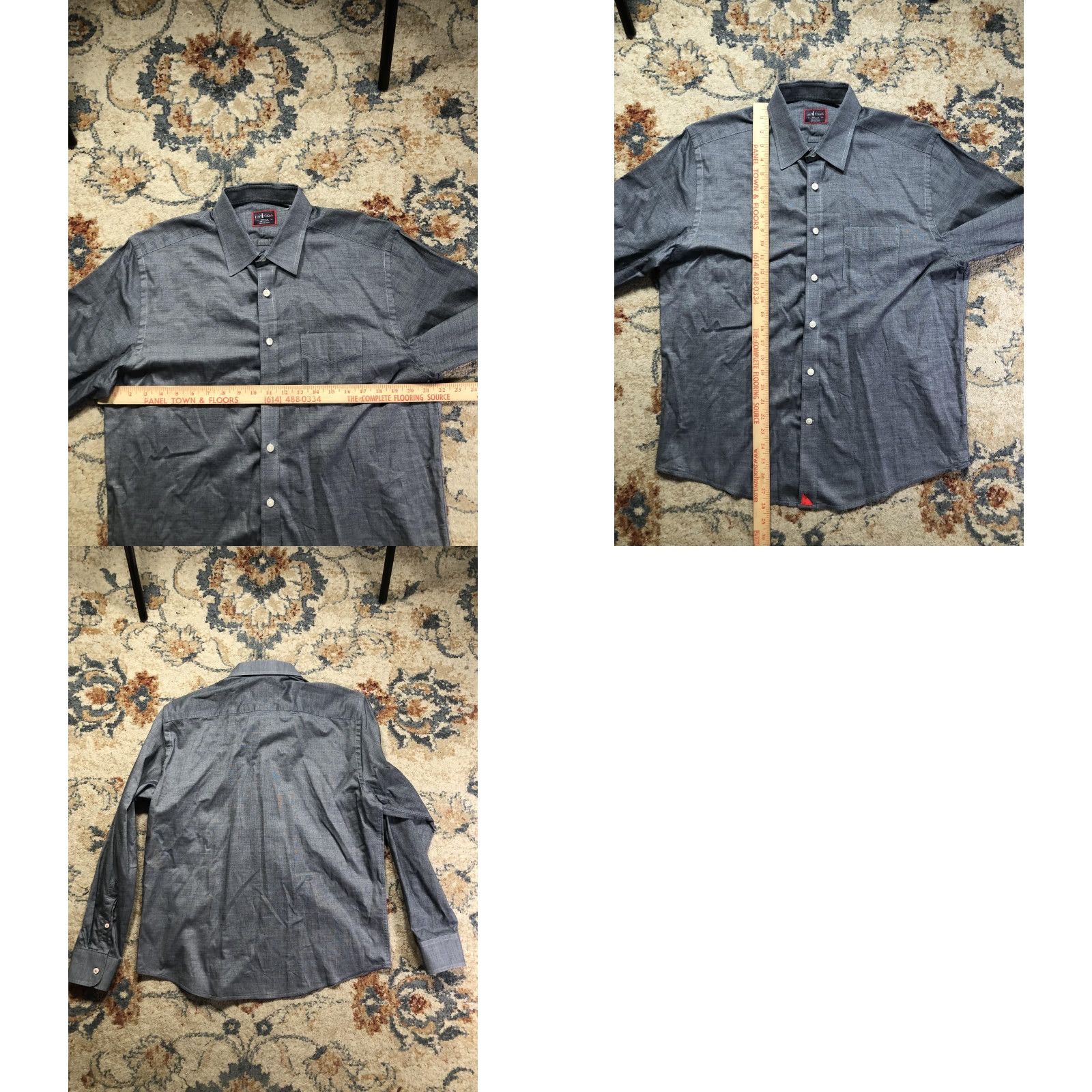 UNTUCKit UNTUCKit Shirt Mens M Gray Chambray Cotton Long Sleeve Button Up Casual Size US M / EU 48-50 / 2 - 8 Thumbnail