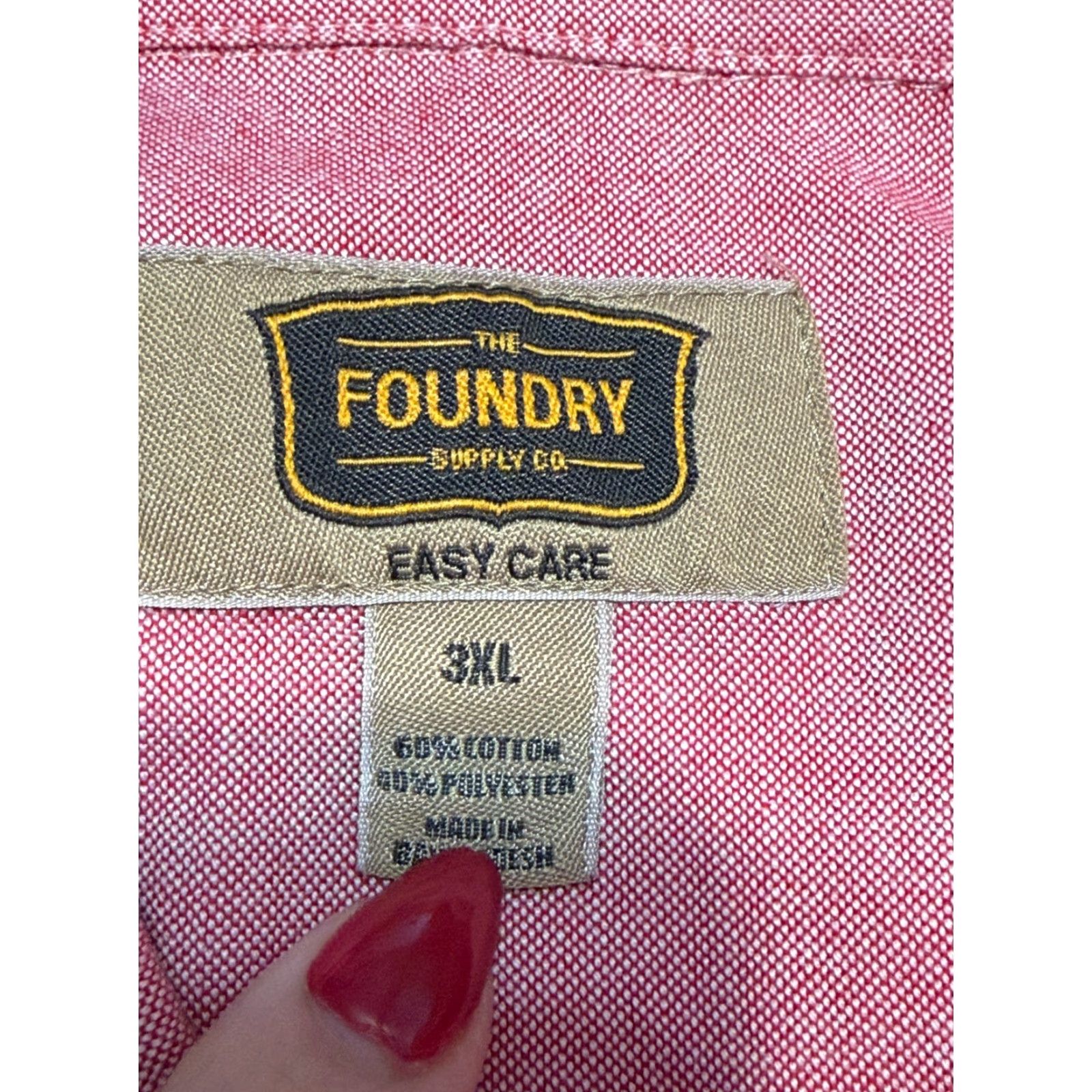 Vintage Foundry Shirt Mens 3XL Red Short Sleeve Button-Down Pocket Style, Button Up Casual Cotton Shirt Size US XXL / EU 58 / 5 - 6 Thumbnail