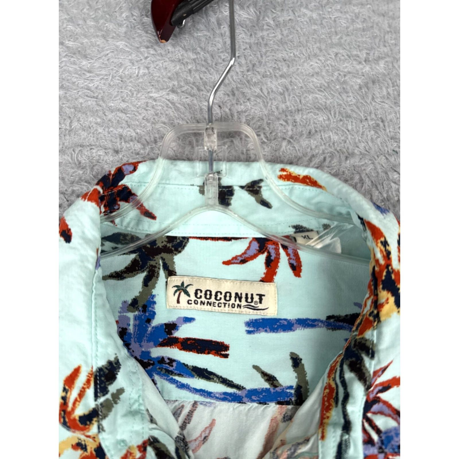 Vintage Coconut Connection Shirt Men XL Blue Palm Tree Hawaiian Cotton Blend Size US XL / EU 56 / 4 - 7 Thumbnail