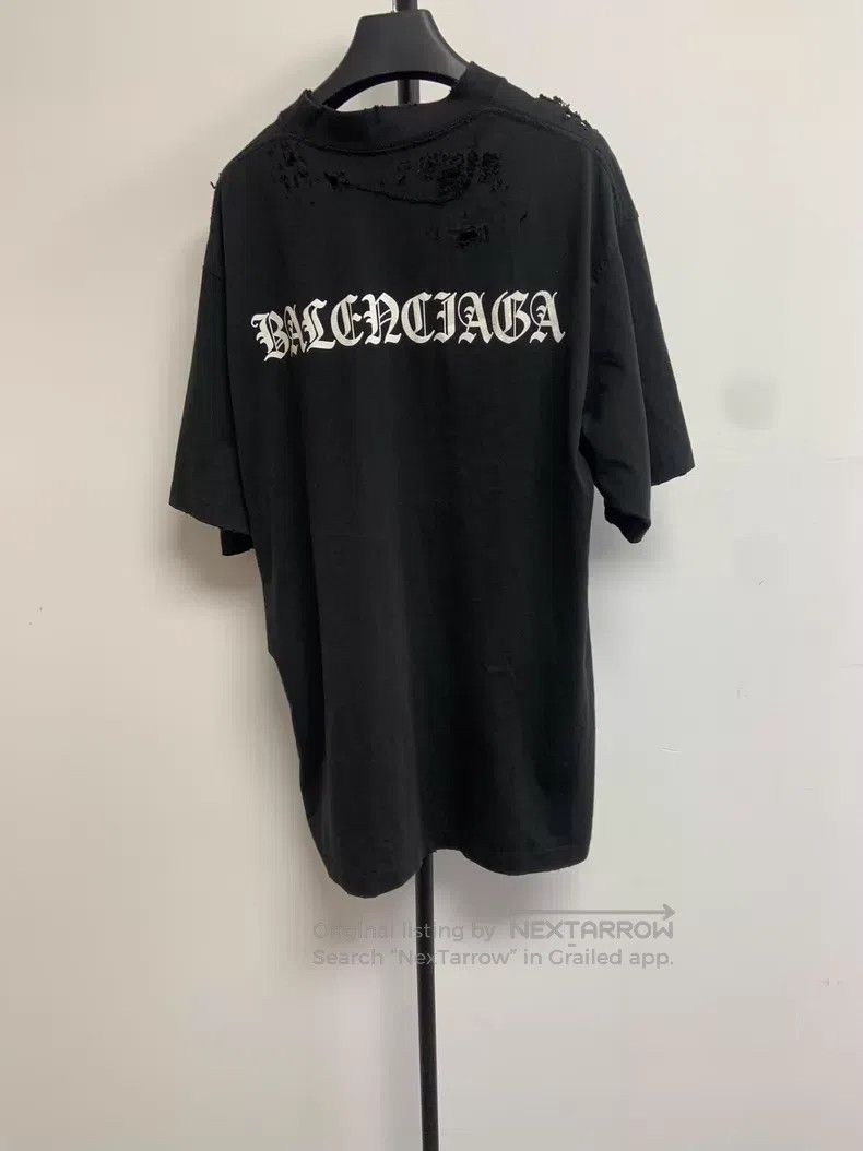 Balenciaga Balenciaga Ripped back letter printed round neck short-sle Size US S / EU 44-46 / 1 - 2 Thumbnail