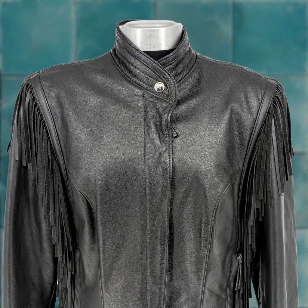 Harley Davidson VINTAGE Harley Davidson Womens Black Leather Fringe Motorcycle Jacket Sz Medium Size M / US 6-8 / IT 42-44 - 1 Thumbnail