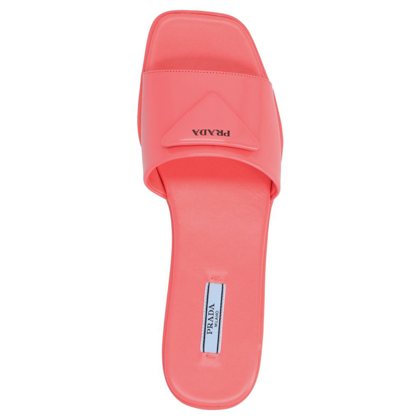 Prada Prada Corallo Red Rubber Leather Triangle Logo Slide Sandal Size US 7.5 / IT 37.5 - 6 Thumbnail