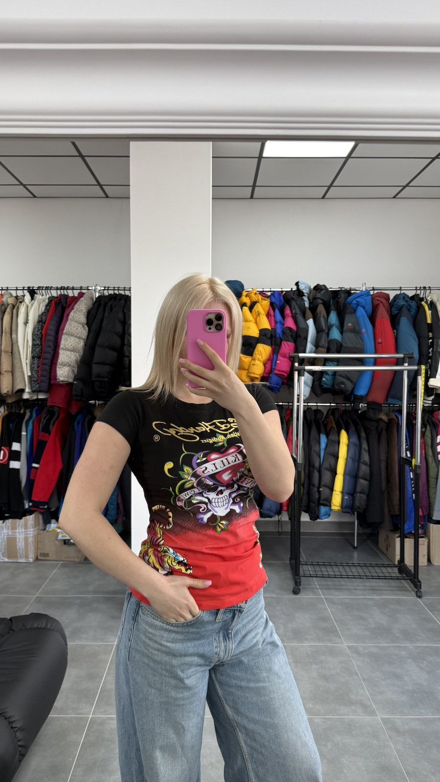 Ed Hardy Ed Hardy By Christian Audigier Tattoo Skulls Roses T-Shirt Size L / US 10 / IT 46 - 2 Thumbnail