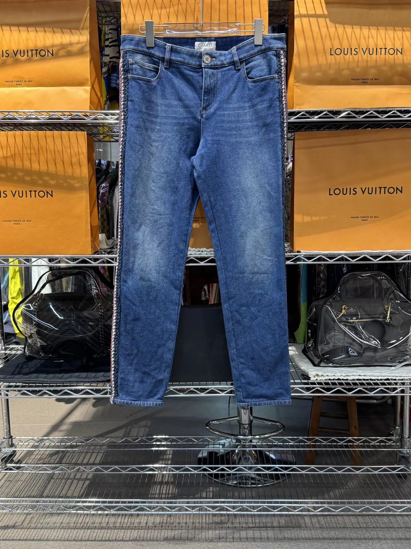 Chanel Chanel Side Color Block Tweed Classic Fit Denim Jeans Size 30" / US 8 / IT 44 - 1 Thumbnail