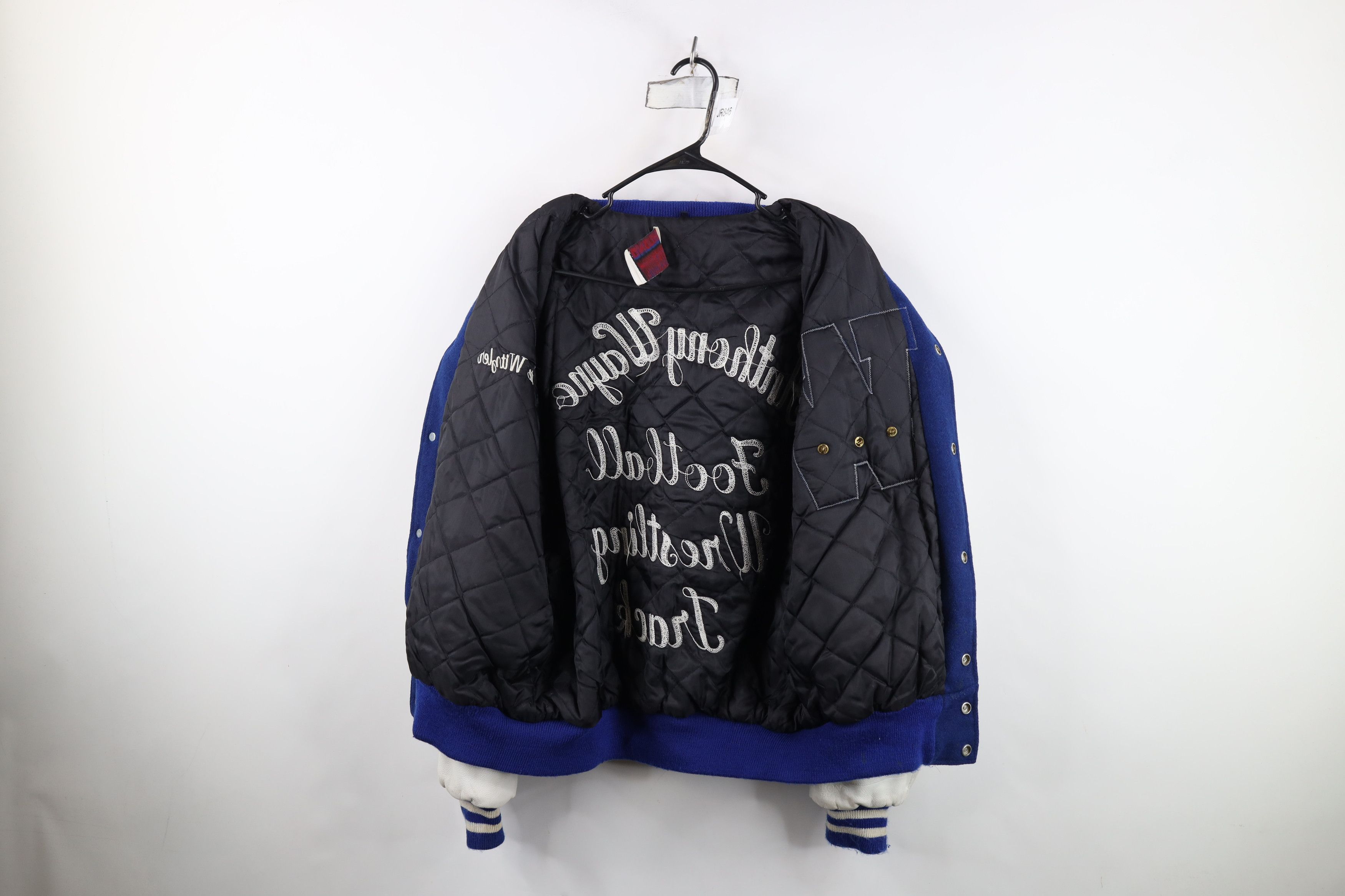 Vintage Vintage 90s Wool Leather Varsity Letterman Jacket Blue USA Size US XL / EU 56 / 4 - 10 Thumbnail