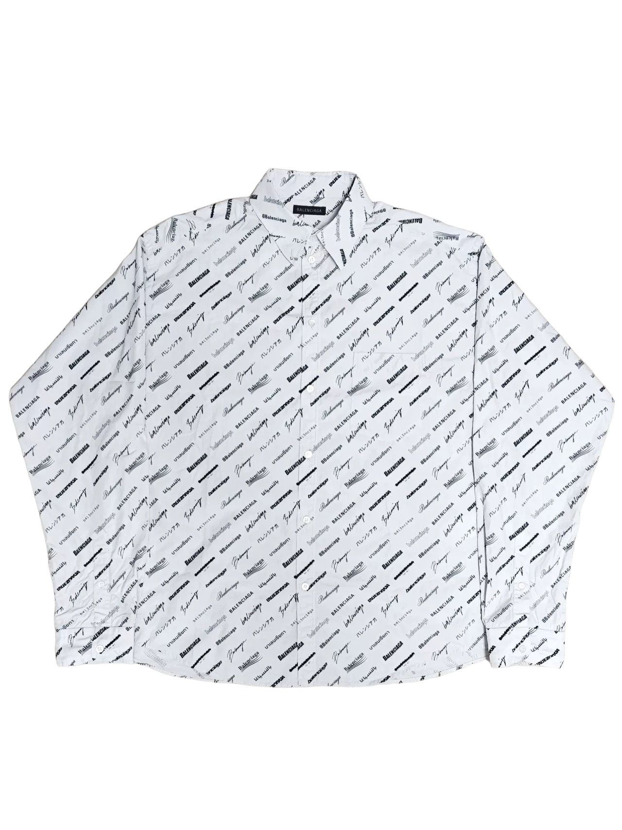 Balenciaga Balenciaga All-Over Logo Print Shirt Size S Size US S / EU 44-46 / 1 - 1 Thumbnail