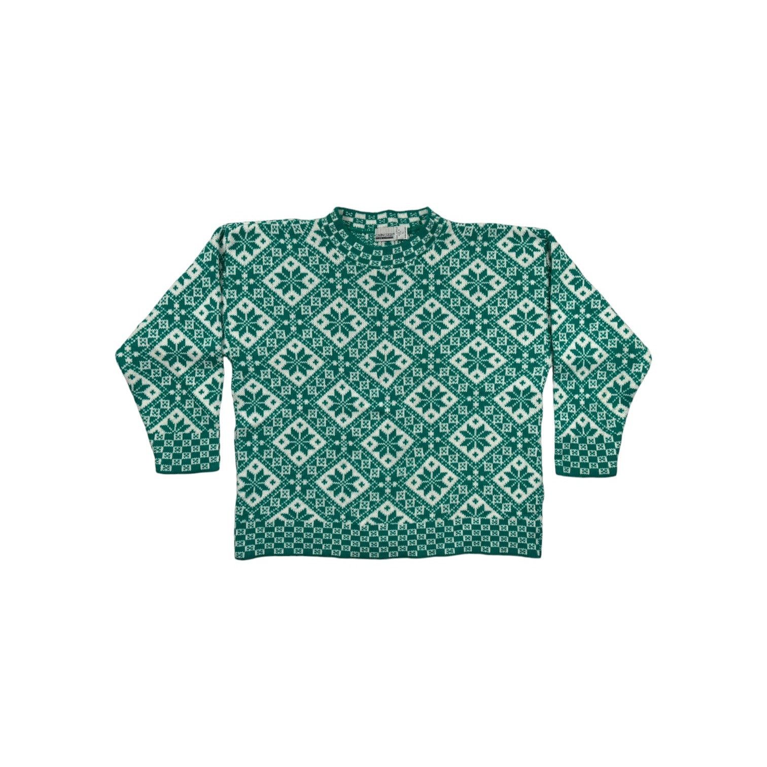 Cabin Creek Vintage Holiday Sweater L Green White Snowflake Pattern Size L / US 10 / IT 46 - 2 Thumbnail