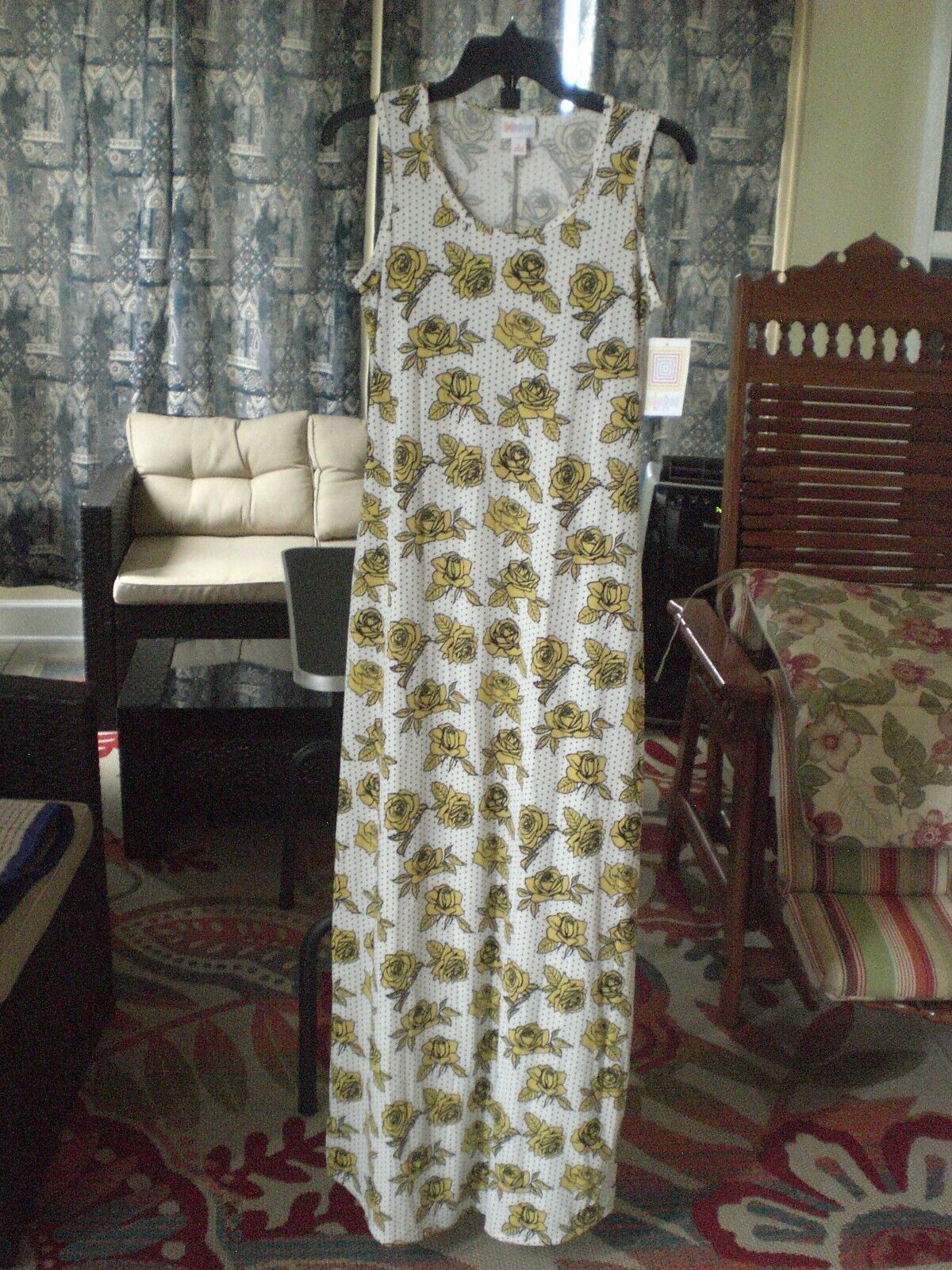 Other NWT LuLaRoe Dani MaxiDress White w/Black Yellow Floral SMALL Size S / US 4 / IT 40 - 1 Thumbnail