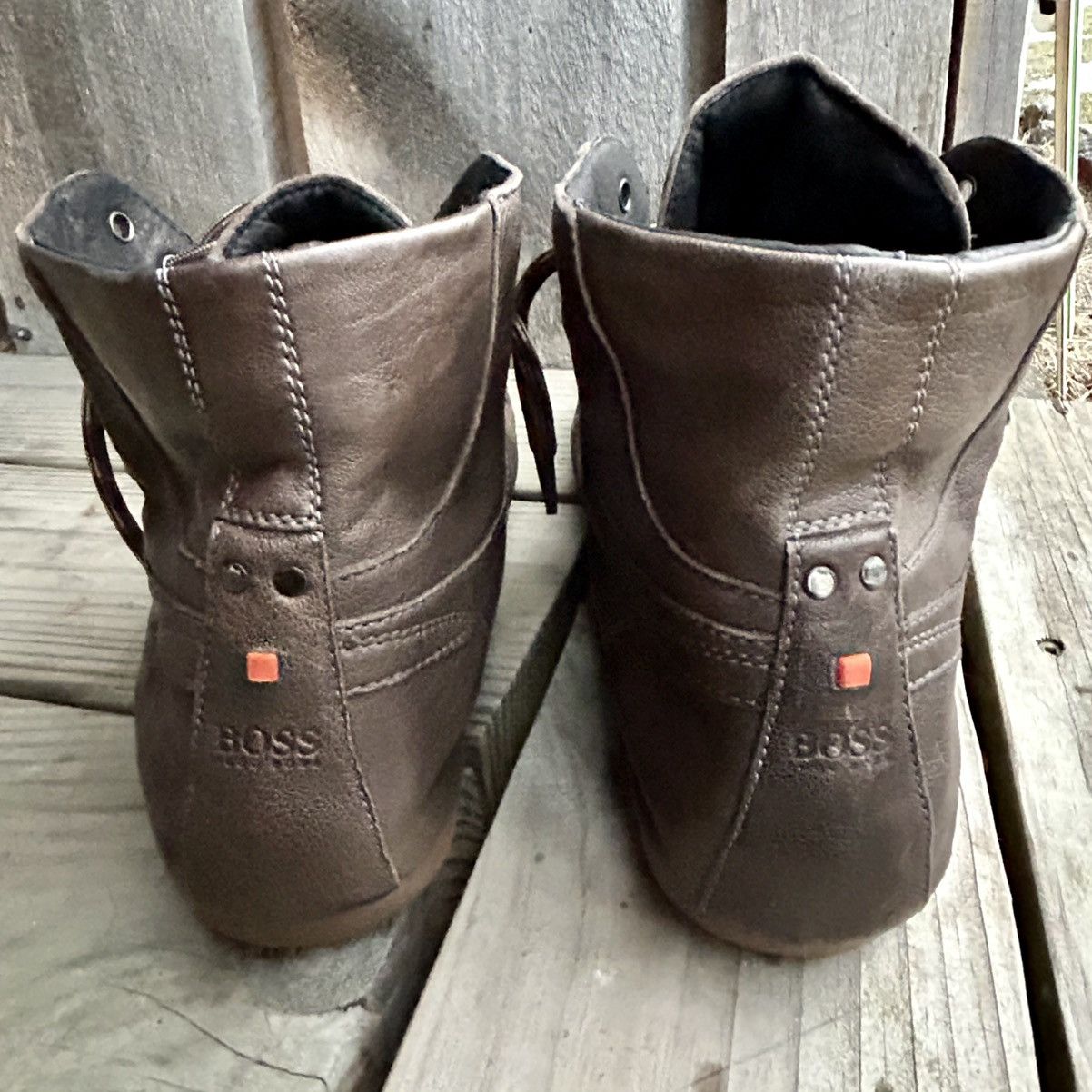 Branded Leather × Hugo Boss Hugo Boss Leather Lace-Up Boots size 43 Made in Italy Size US 10 / EU 43 - 3 Thumbnail
