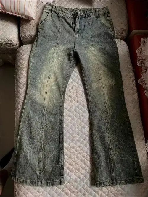 Jean washed jeans with print and flares Size US 30 / EU 46 - 3 Thumbnail