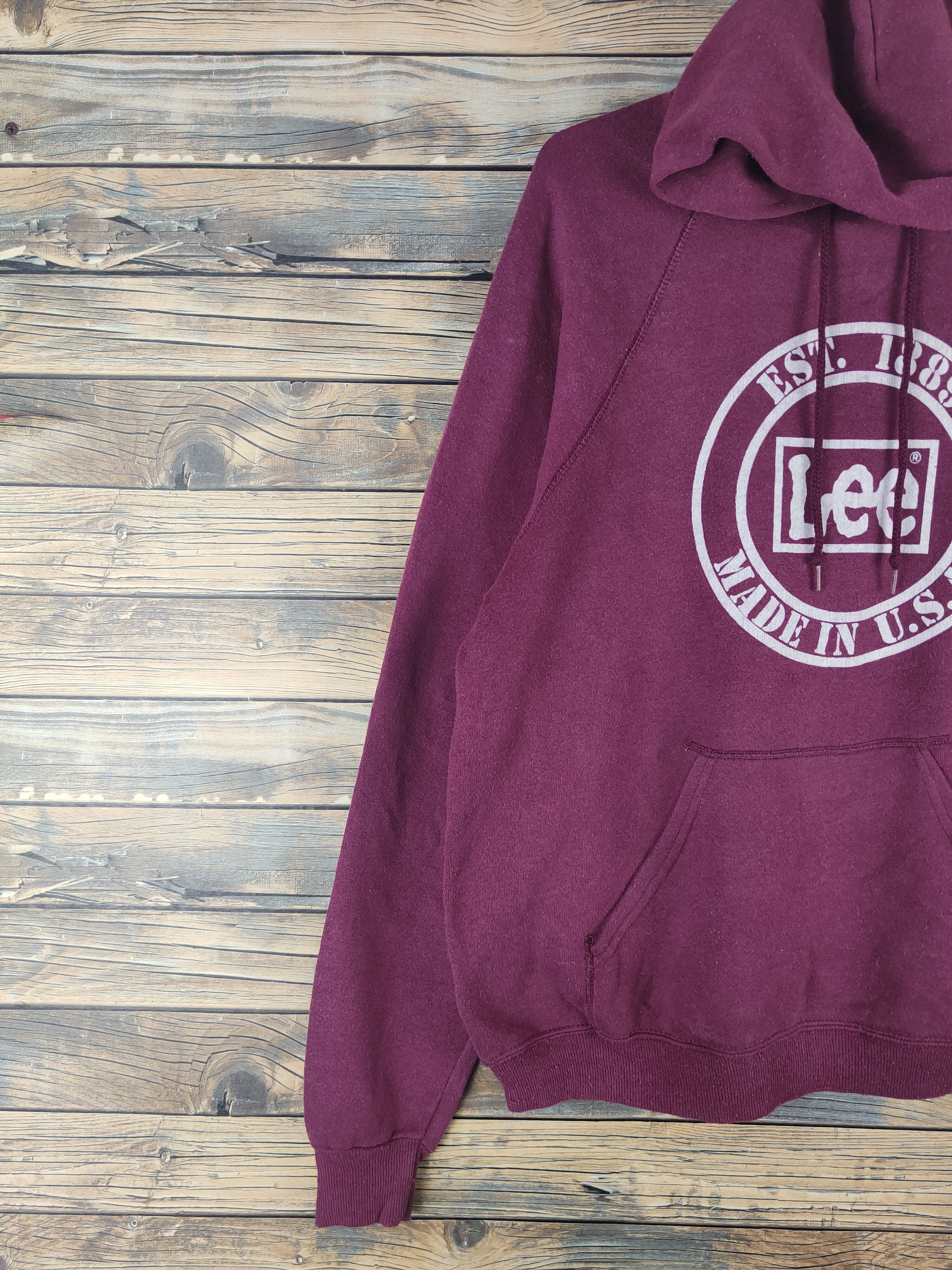 Lee × Vintage DL Lee Maroon Hoodie Sweatshirts #2521 Size US L / EU 52-54 / 3 - 4 Thumbnail