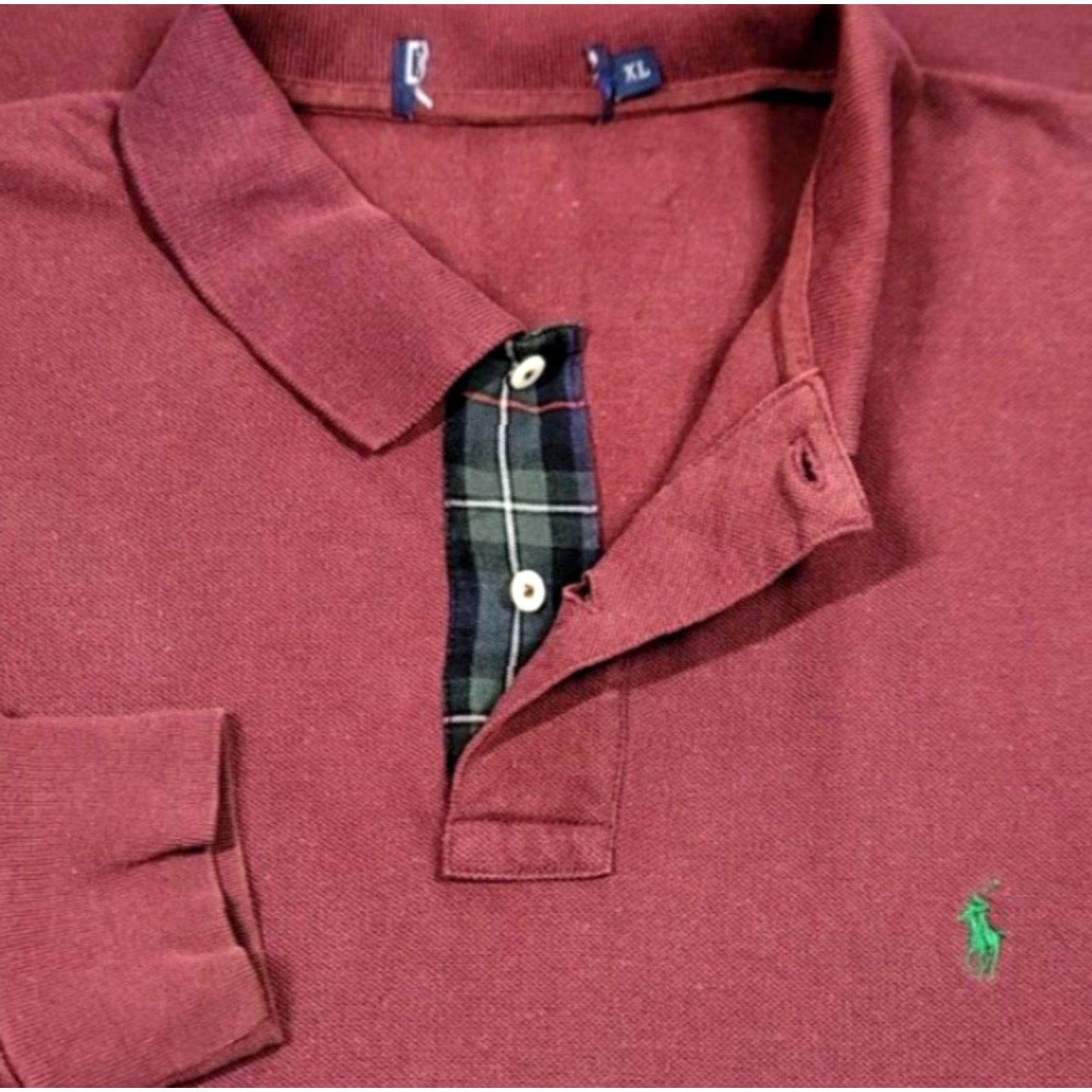Polo Ralph Lauren Polo Ralph Lauren Polo Shirt XL Red Long Sleeve Button Collar Trim Embroidered Logo 90s Pony Vintage Style Mens Size US XL / EU 56 / 4 - 2 Thumbnail