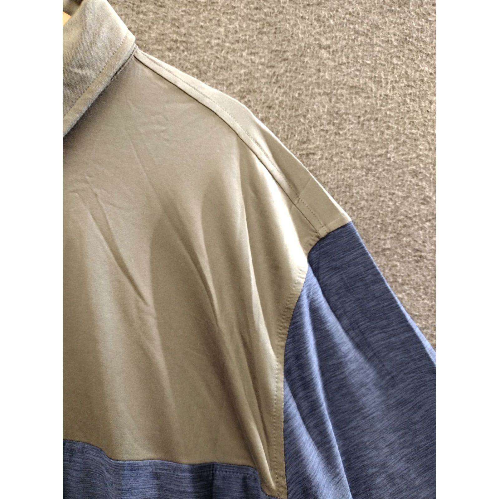 Izod IZOD GOLF Polo Shirt SwingFlex Short Sleeve Stretch Tech Cool FX UPF-15 Blue/Beige XXXL Men Size US XXL / EU 58 / 5 - 6 Thumbnail