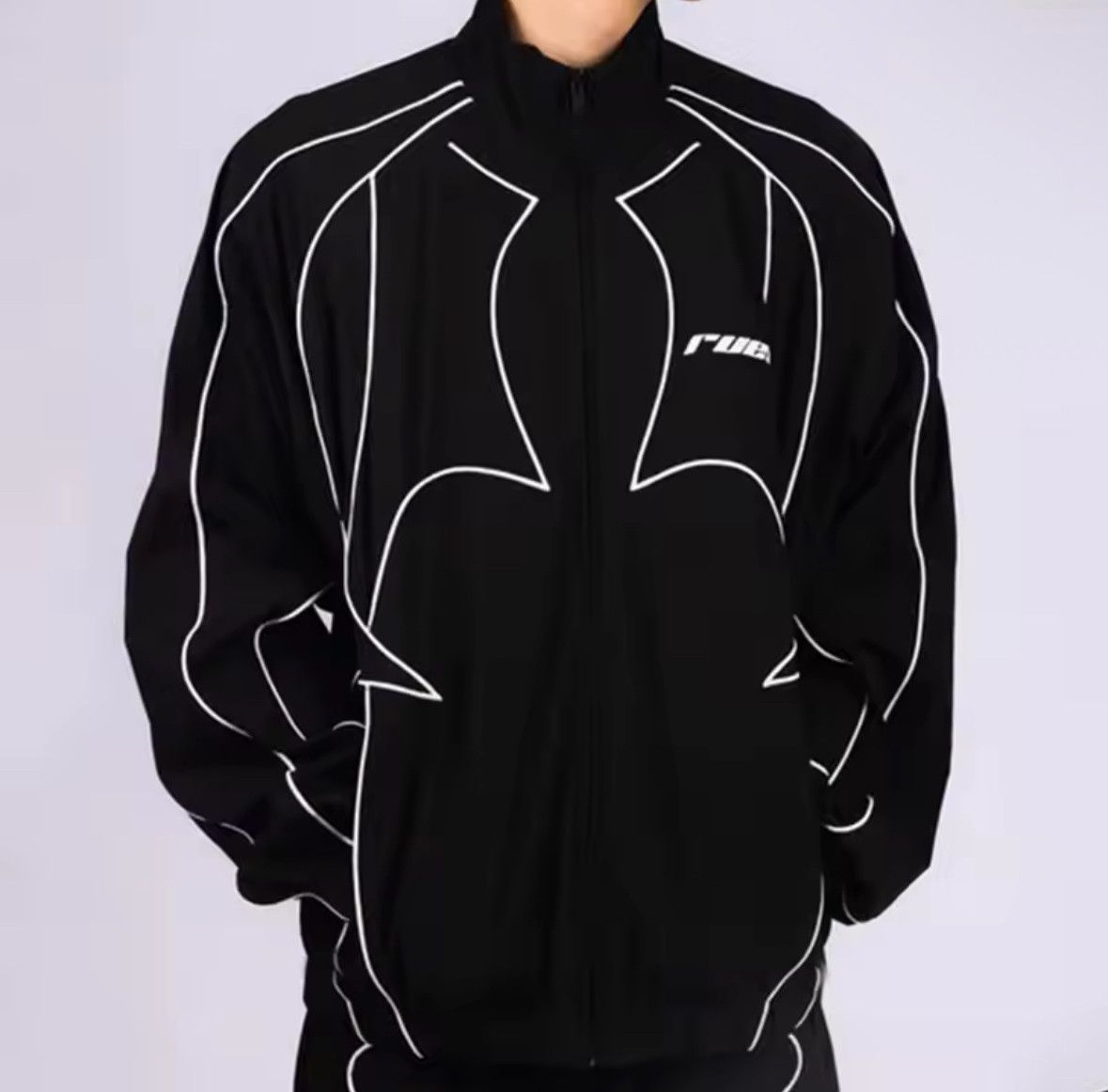 Other Black Track Piping Y2K Windbreak Jackets White Contrast Coat Size US S / EU 44-46 / 1 - 1 Thumbnail