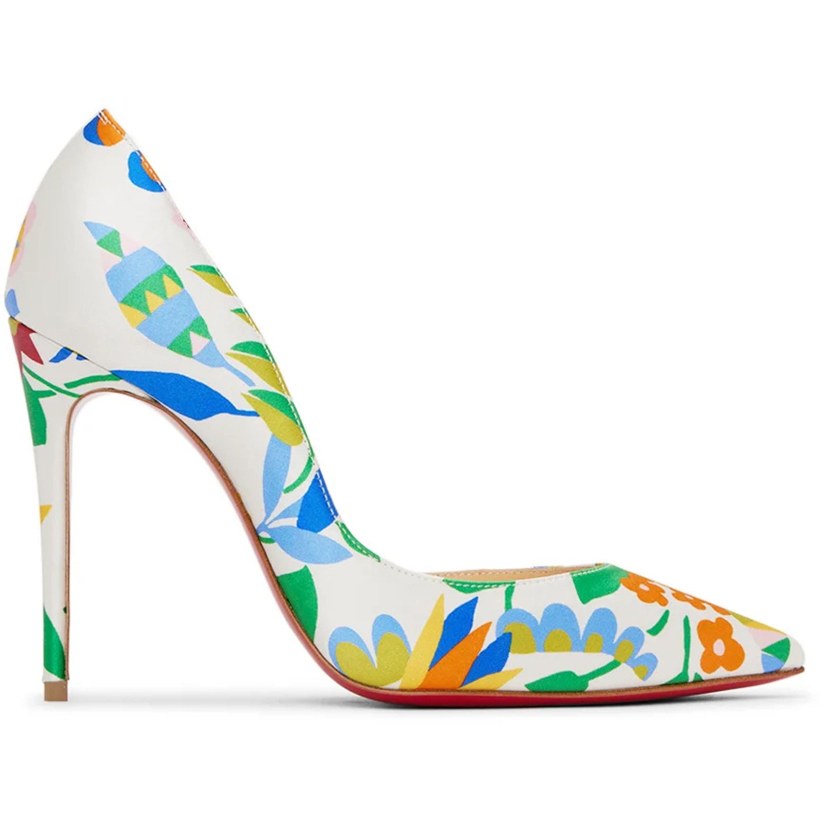Christian Louboutin Iriza 100 Crepe Satin Bloomy Floral Pointed Heel Pump 37.5 Size US 7.5 / IT 37.5 - 1 Thumbnail
