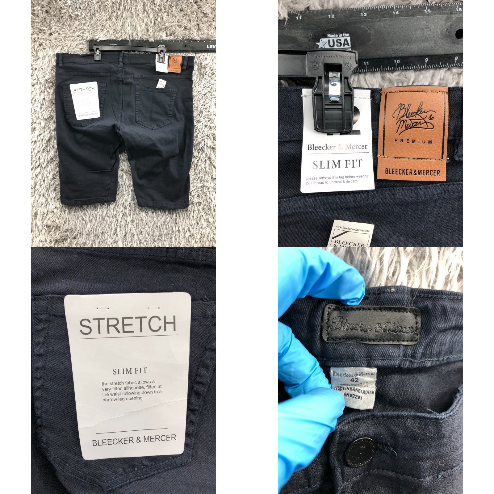 Vintage Bleeker & Mercer Bermuda Shorts Mens Slim Mid Rise Dark Navy Blue 42 Denim Cotton Blend 5-Pocket Style Bermuda Casual Everyday Size US 42 / EU 58 - 8 Thumbnail