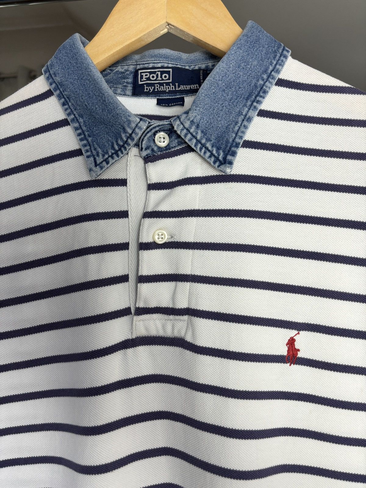 Polo Ralph Lauren Polo Ralph Lauren Denim Collar Vintage Rugby Polo Shirt Size US L / EU 52-54 / 3 - 2 Thumbnail