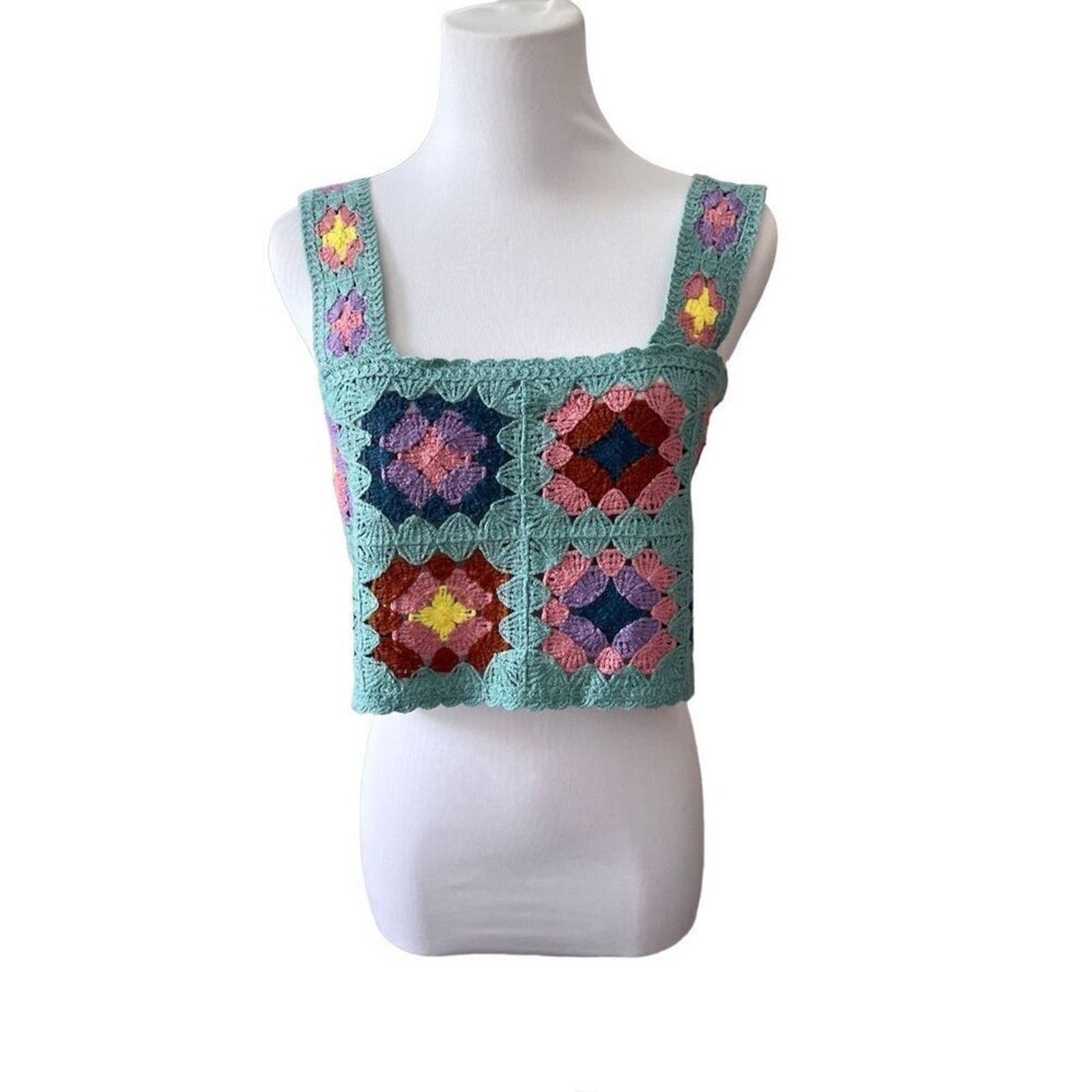 Other Witty Fox Bohemian Crocheted Crop Tank Top Green MEDIUM NWT Size M / US 6-8 / IT 42-44 - 1 Thumbnail