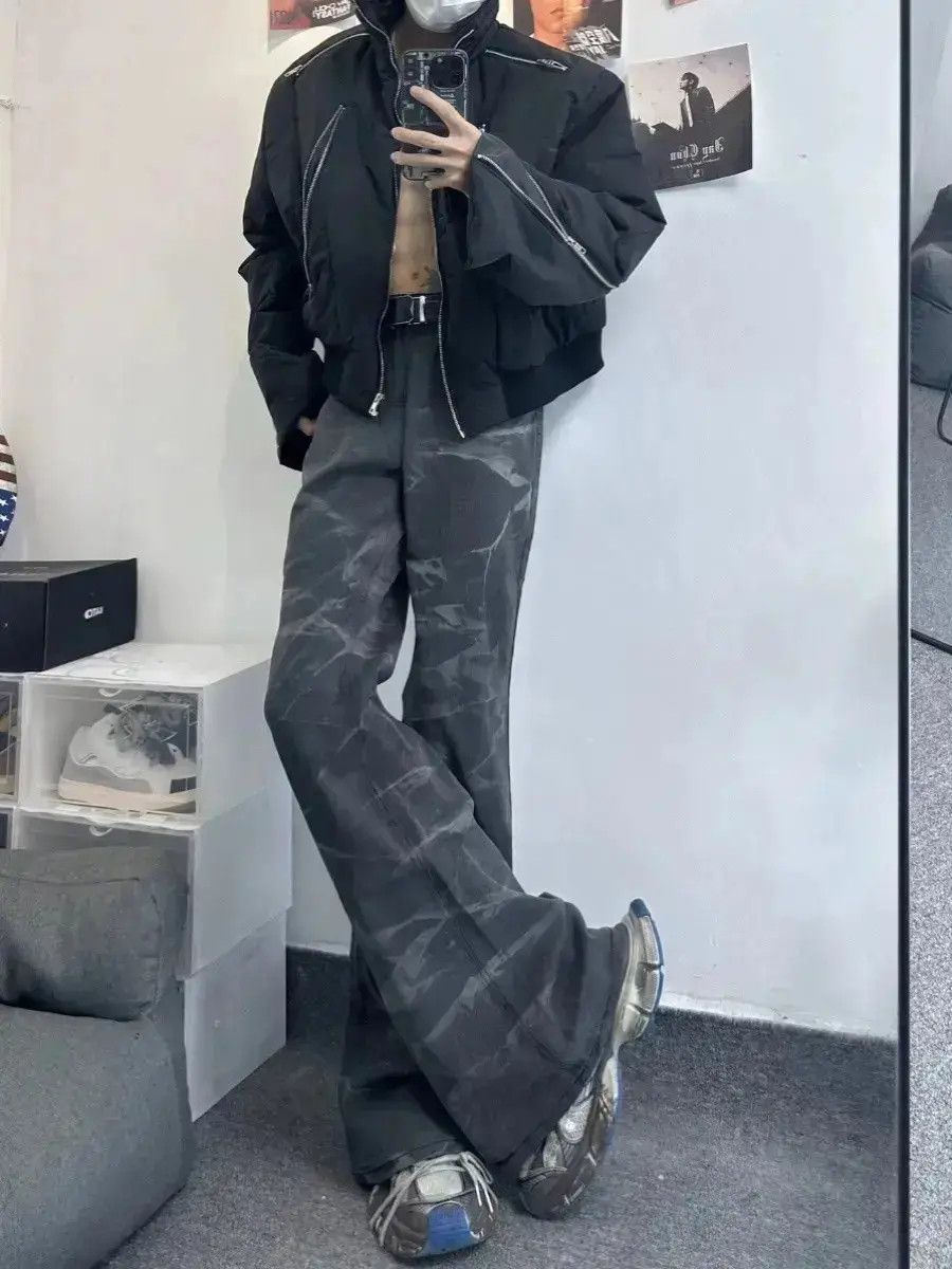 Japanese Brand Loose washed wave patterned micro flared jeans Size US 32 / EU 48 - 4 Thumbnail