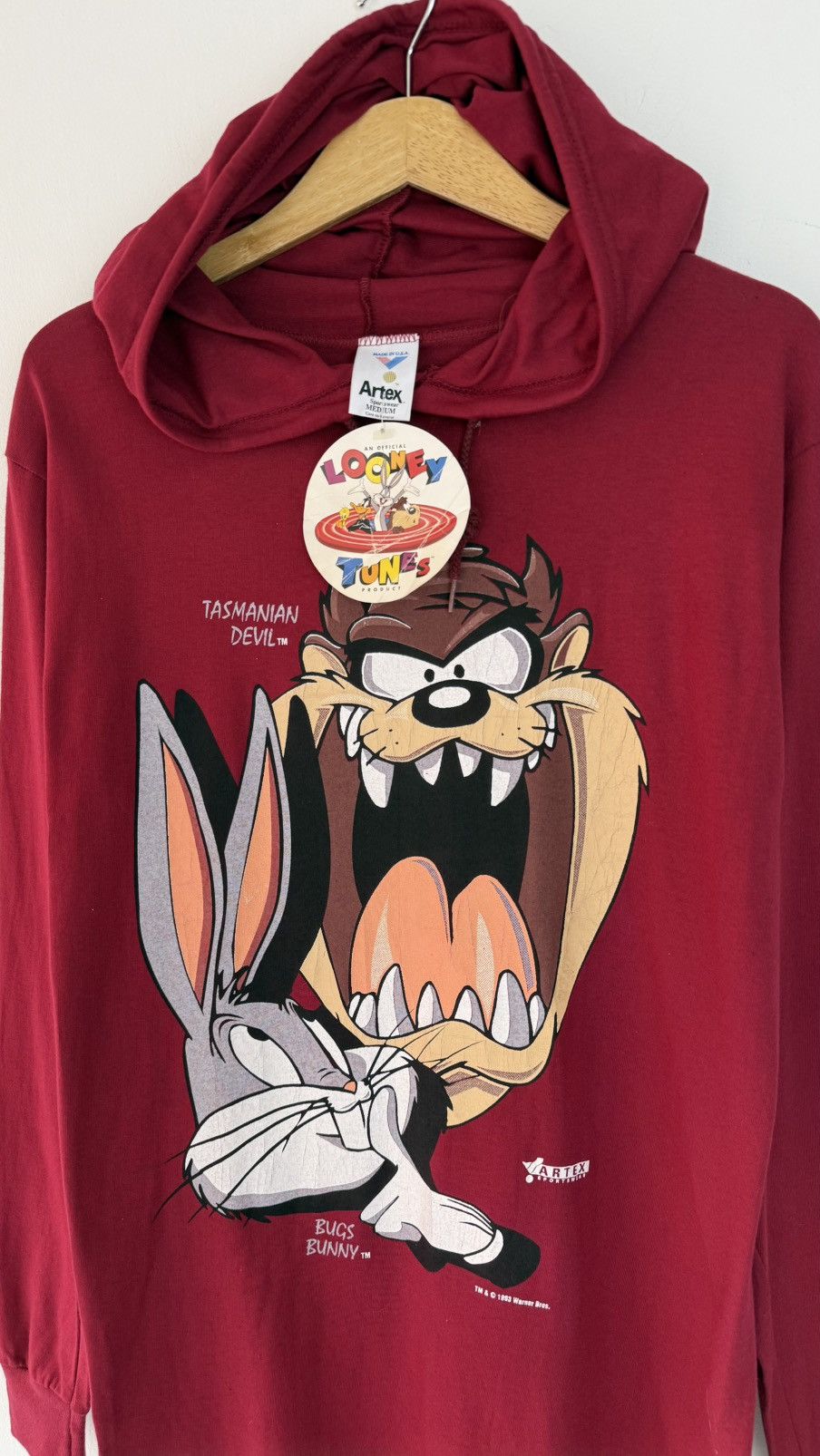 Warner Bros 90’s Tasmanian Devil Long-Hoodie Deadstock Size M / US 6-8 / IT 42-44 - 3 Thumbnail