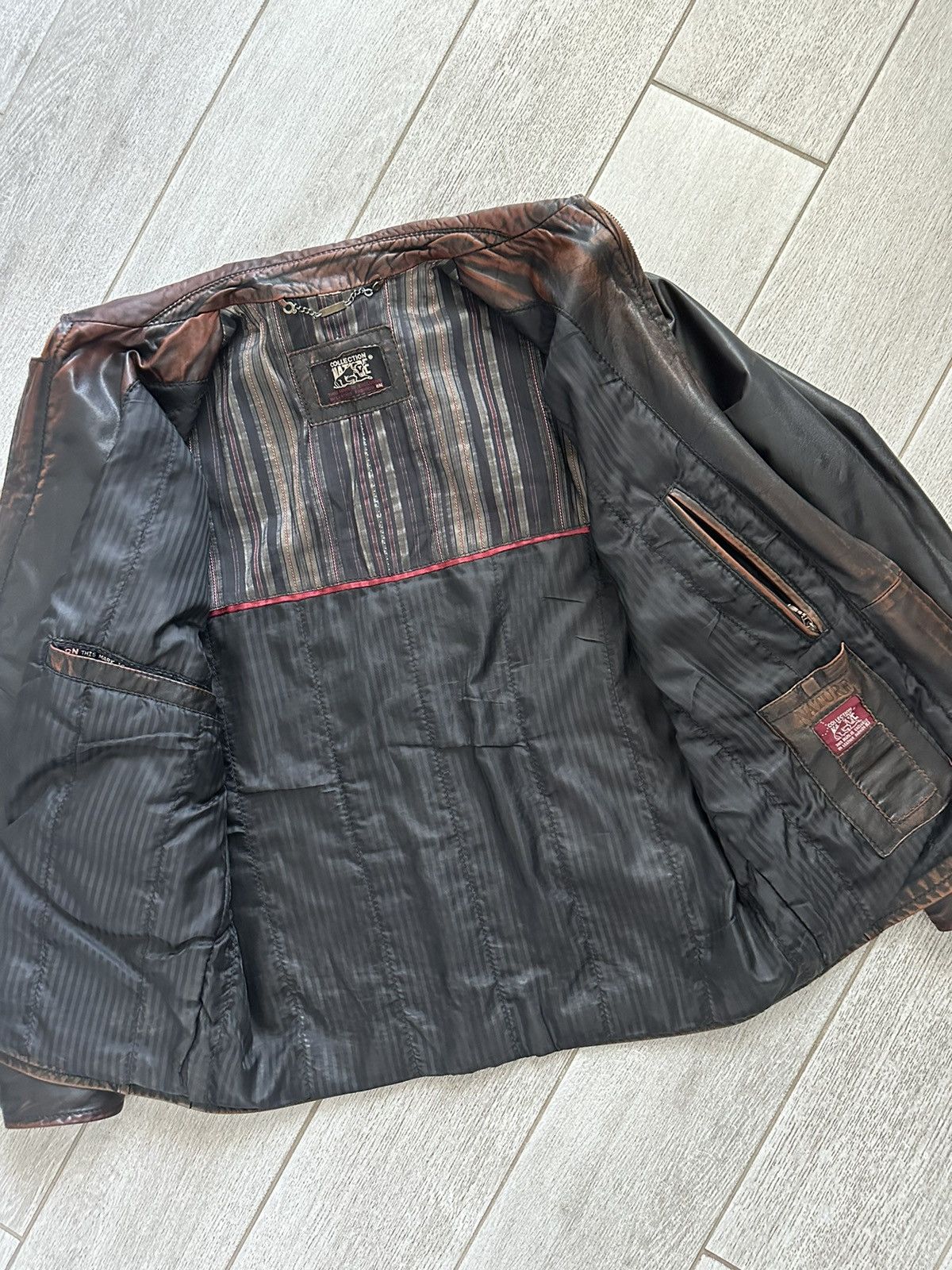 Other Vintage Y2K Classic Oversized Brown Washed Leather Jacket Size US XL / EU 56 / 4 - 11 Thumbnail
