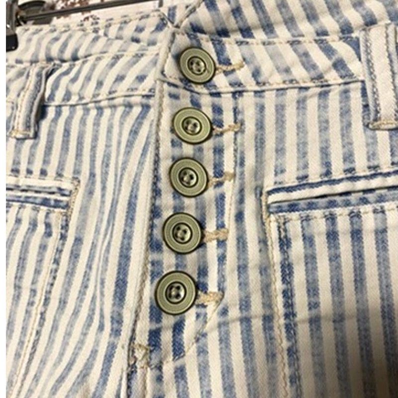 Anthropologie Anthro Pilcro Ultra High-Rise Striped Cotton Denim Shorts Size 26" / US 2 / IT 38 - 5 Thumbnail