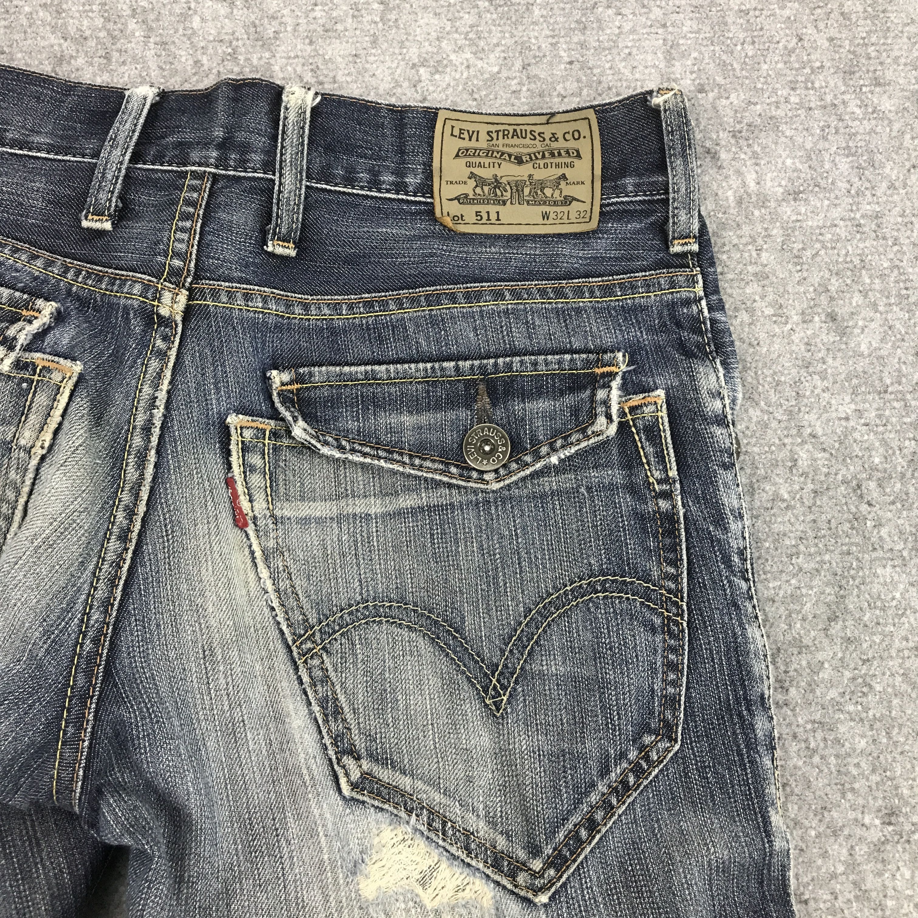 Levi's × Levi's Vintage Clothing Levis 511 Skinny Strauss distressed jean pants Size US 32 / EU 48 - 8 Thumbnail