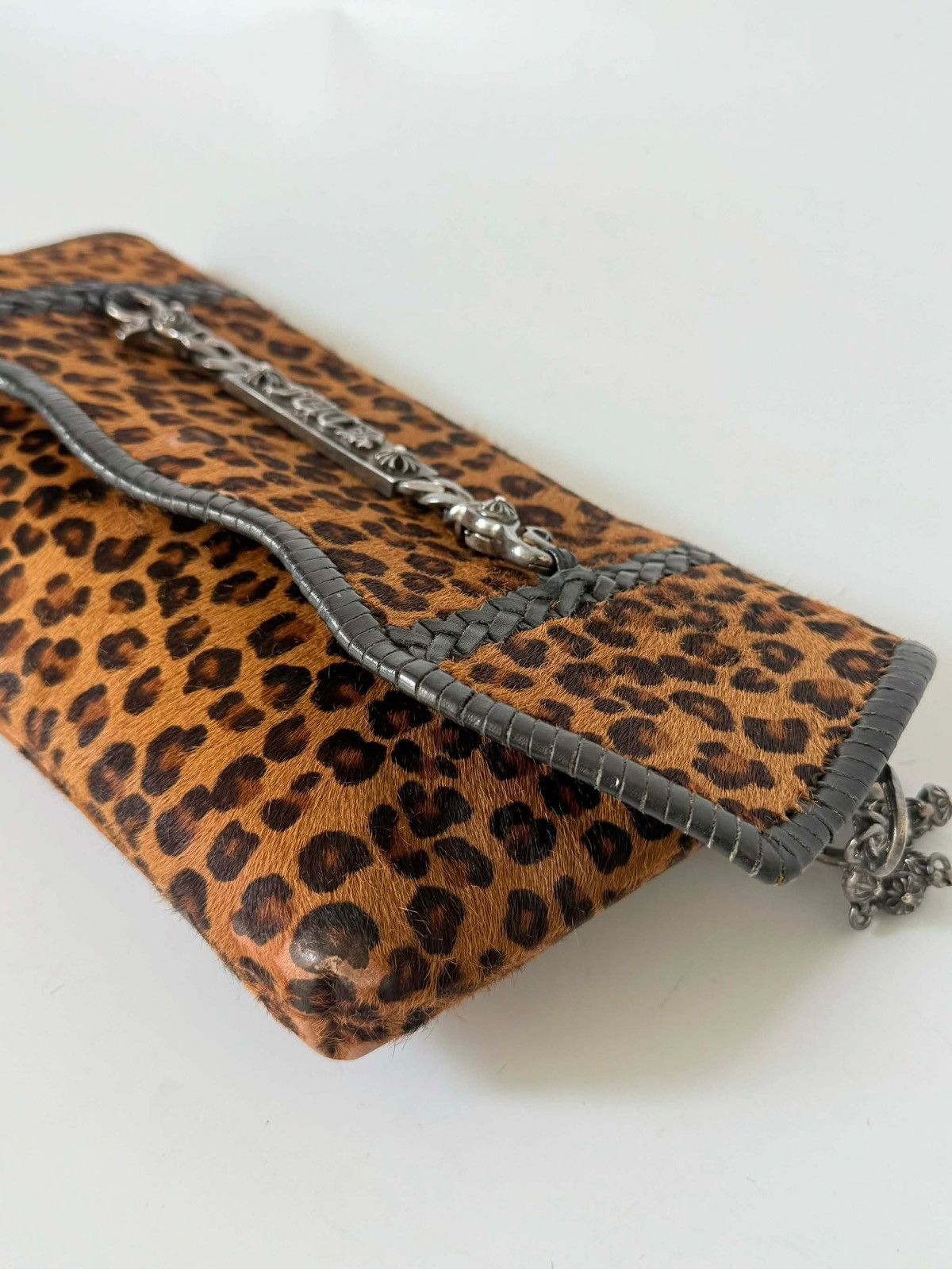 Chrome Hearts RARE Chrome Hearts Leopard Pony Hair “Fuck you” Clutch Bag Size ONE SIZE - 4 Thumbnail