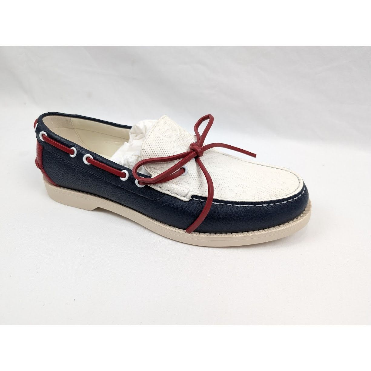 Gucci o1rshd1 Riverside Calf Shoes in Blue/Off White Size US 8.5 / EU 41-42 - 2 Thumbnail