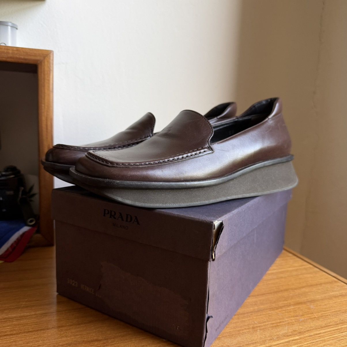 Prada Prada S/S1999 Square Toe Brown Loafers Size US 8 / IT 38 - 2 Thumbnail