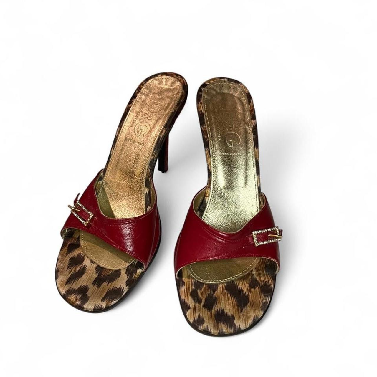 Dolce & Gabbana Vintage y2k D&G mule heels leopard print &red leather detail Size US 5 / IT 35 - 2 Thumbnail