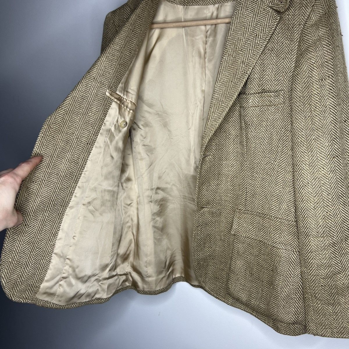 Polo Ralph Lauren × Ralph Lauren × Vintage Polo Ralph Lauren Houndstooth Tartan Tweed Silk Linen Blazer Size M / US 6-8 / IT 42-44 - 11 Thumbnail