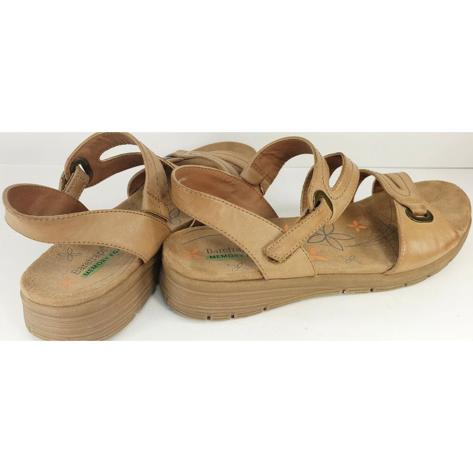 Vintage Baretraps Cindy Slingback Strappy Sandals Women’s 7.5M Tan Faux Leather Flats Size US 8 / IT 38 - 6 Thumbnail