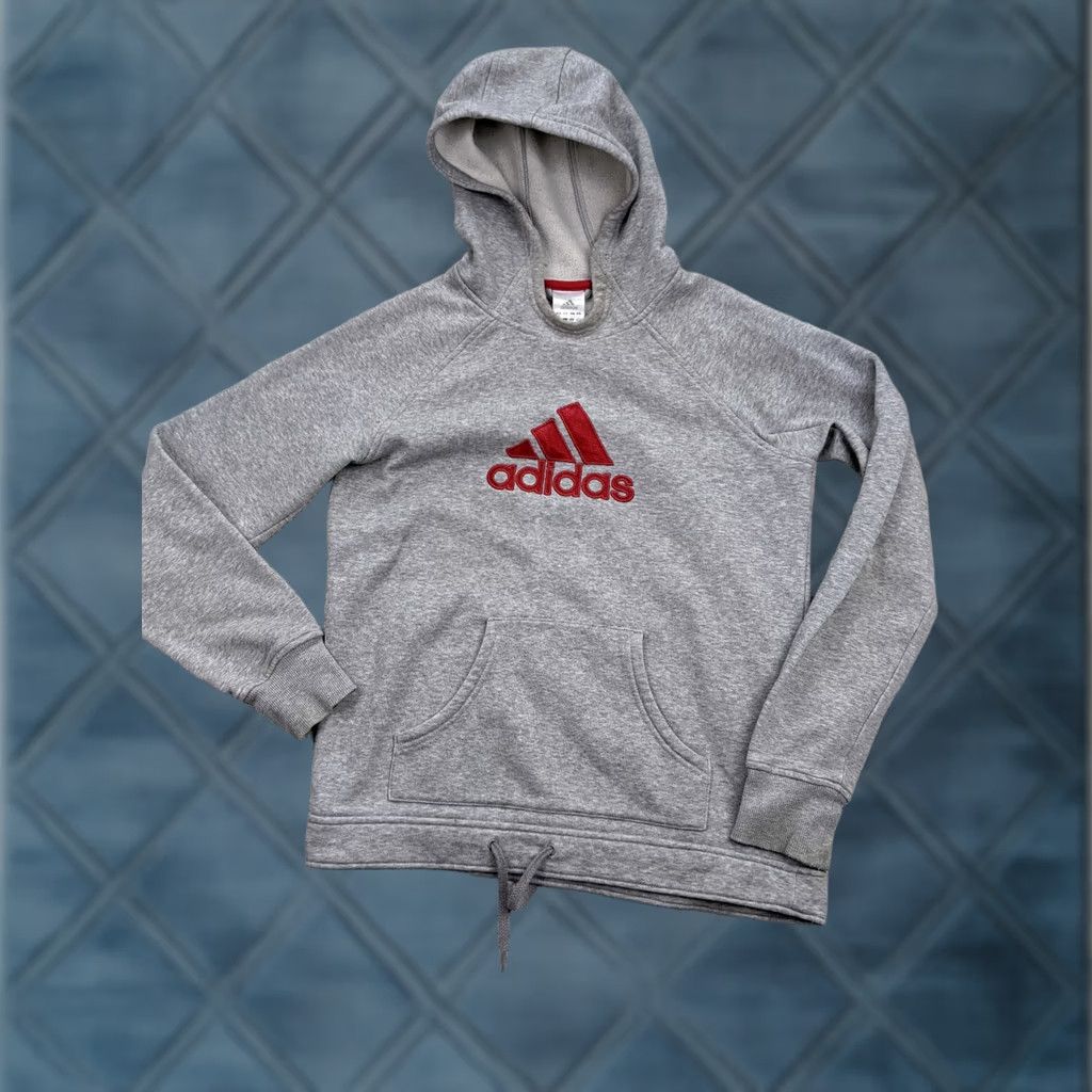Adidas Adidas Womens Hoodie Gray Heather Mtn Logo Drawstring Kangaroo Pocket Sleeve Long Size M / US 6-8 / IT 42-44 - 1 Thumbnail