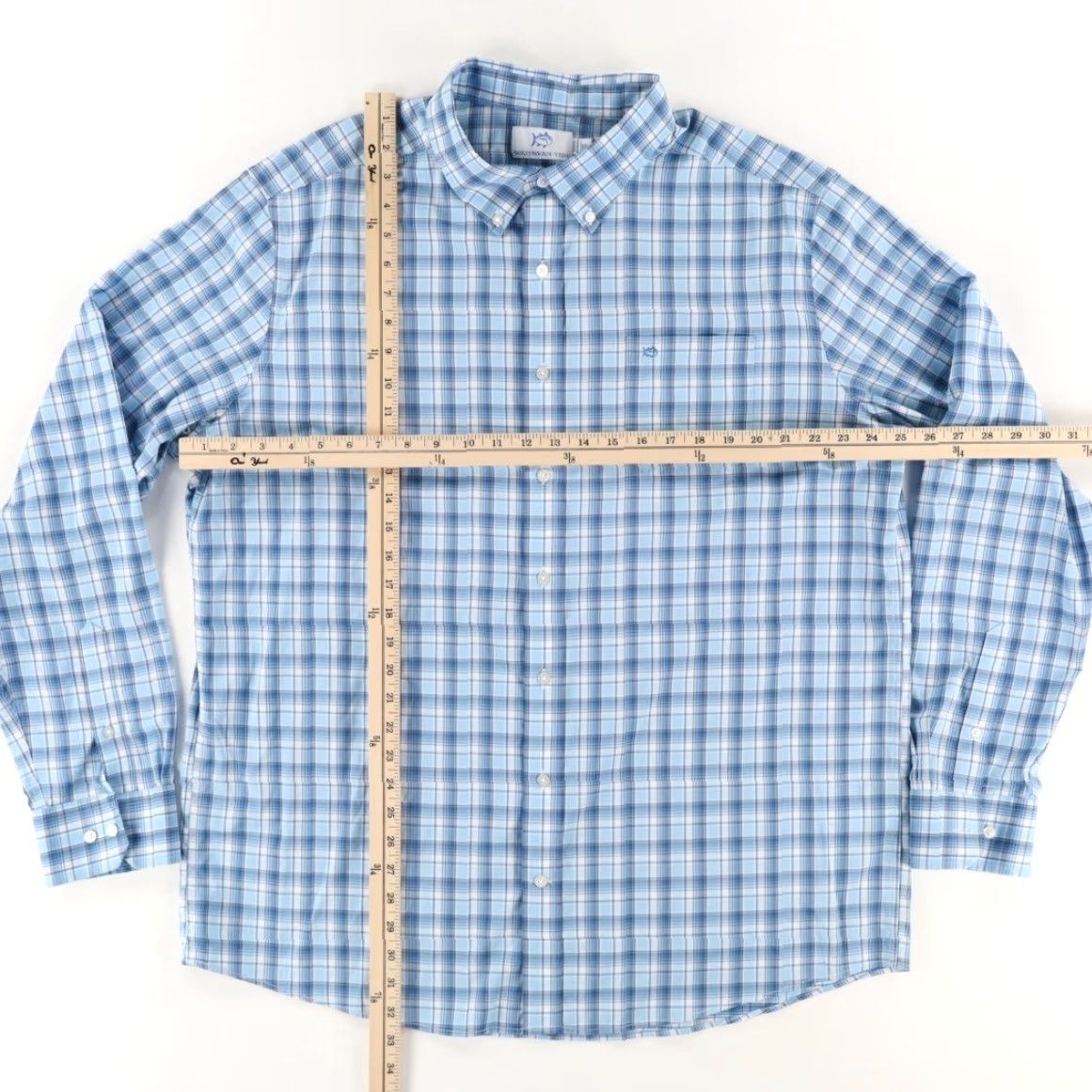 Southern Tide Southern Tide Shirt Blue 2XL Men Brrr Nylon Plaid Long Sleeve Button Down Regular Fit Size US XXL / EU 58 / 5 - 3 Thumbnail