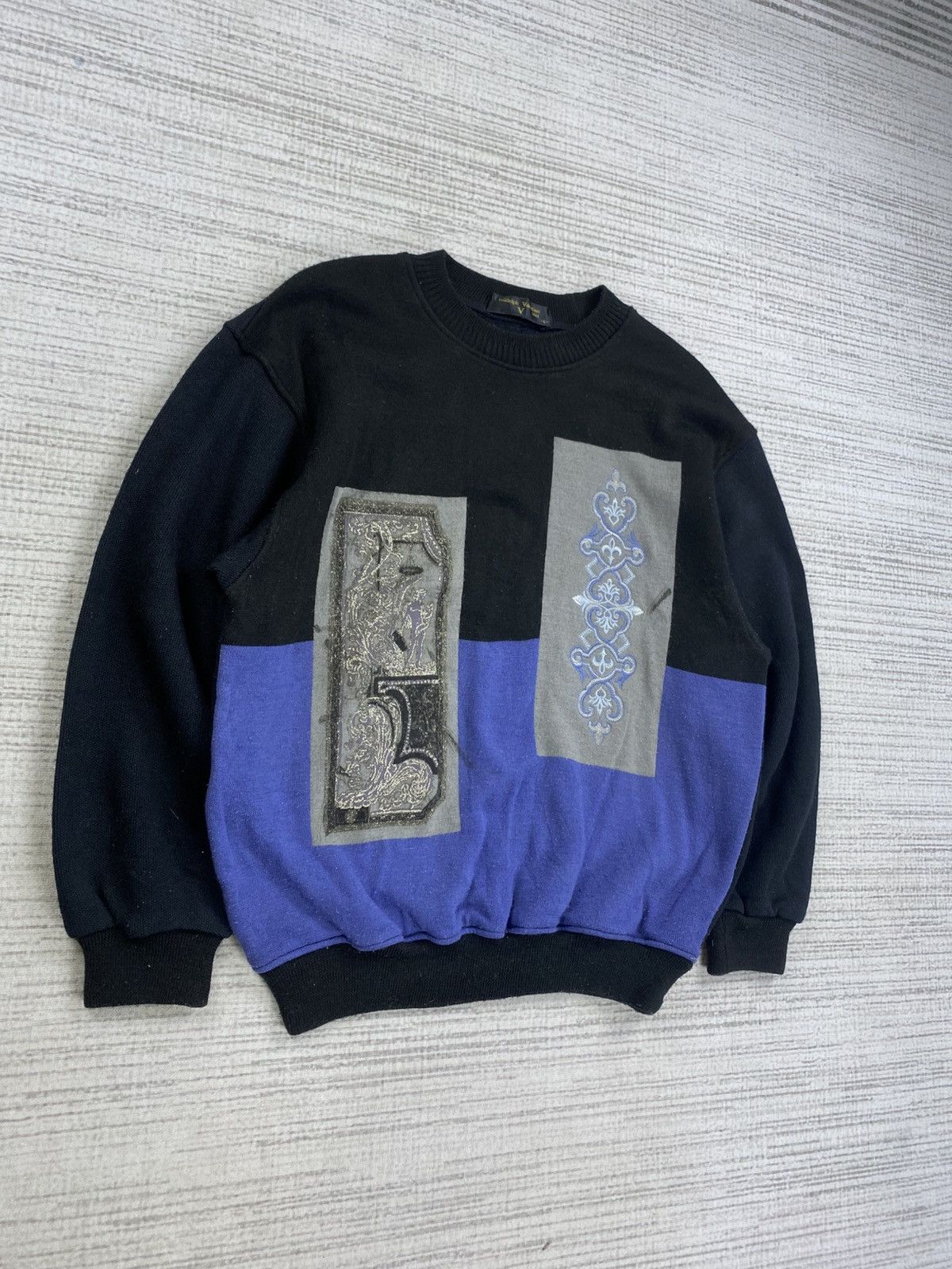 Designer × Vintage Vtg Rudolph Valentino Two Tone Colour Sweatshirt Nice Design Size US M / EU 48-50 / 2 - 3 Thumbnail
