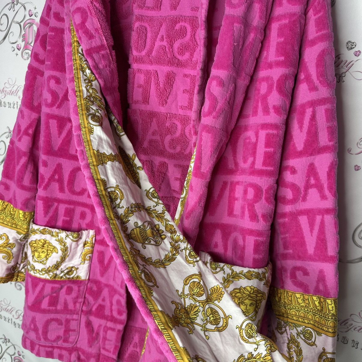 Versace Versace pink robe short with belt terry cloth towel Size S / US 4 / IT 40 - 6 Thumbnail