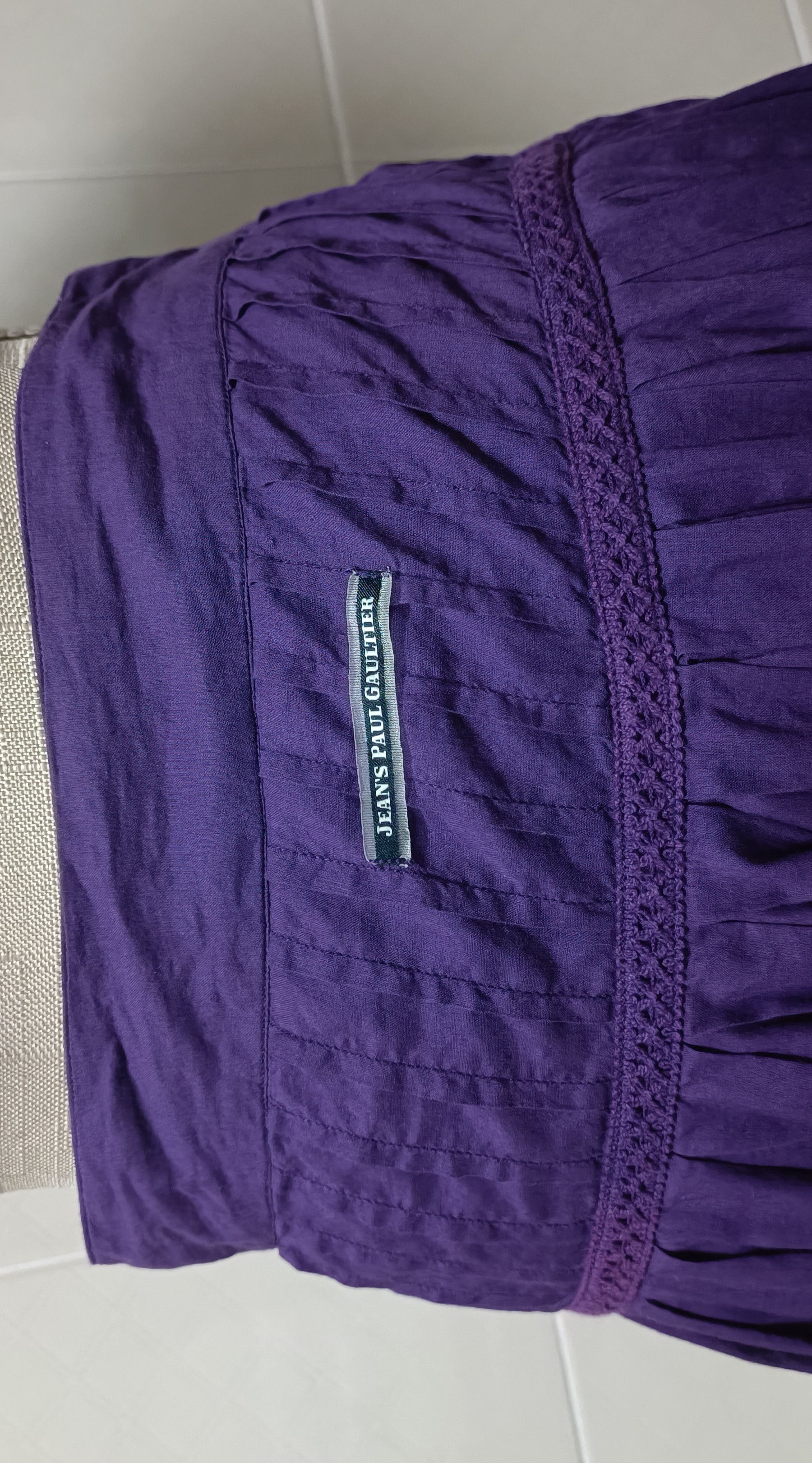 Jean Paul Gaultier Purple cotton skirt with silk ruffles Size 26" / US 2 / IT 38 - 11 Thumbnail