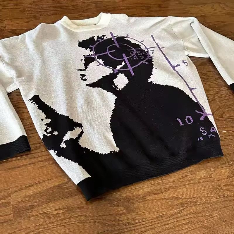 Japanese Brand Retro Style Y2K Headshot Gun Jacquard Pullover Knit Sweater Size US M / EU 48-50 / 2 - 1 Thumbnail